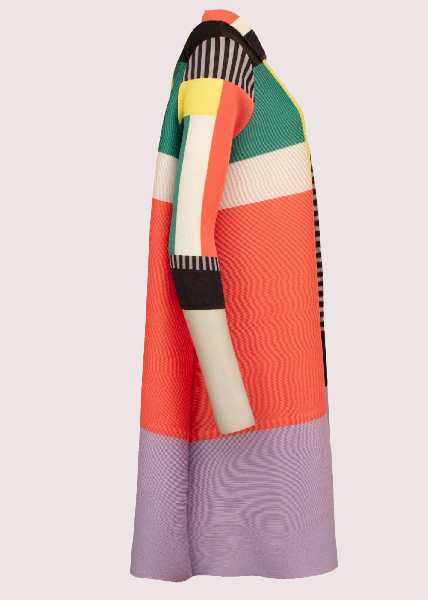 Mandy orange colourblock pleated midi length dress / coat