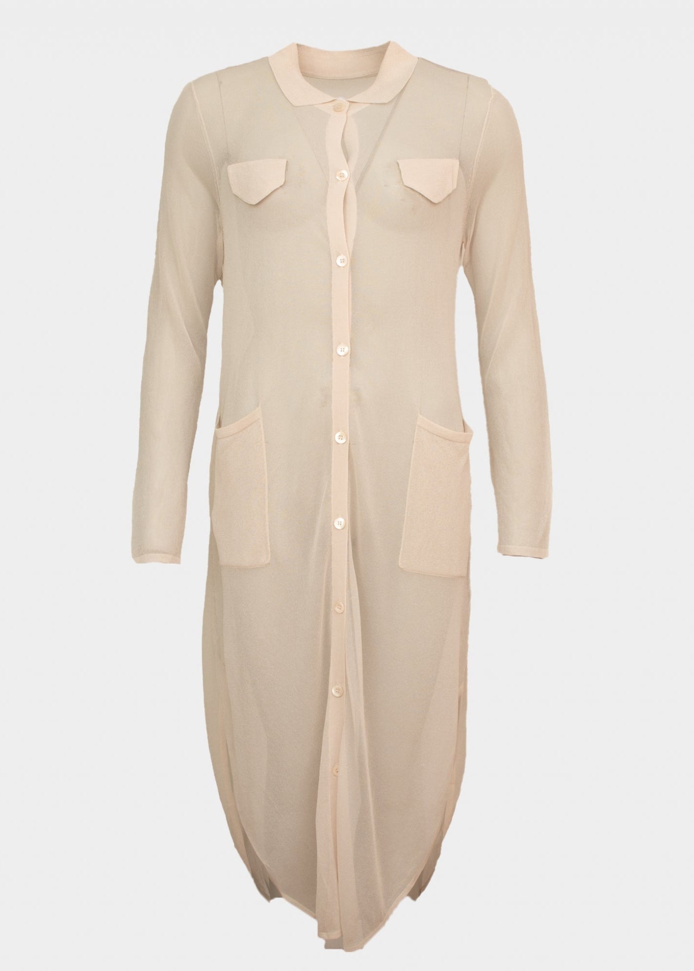 Gabrielle ecru midi ultra fine mesh cardigan