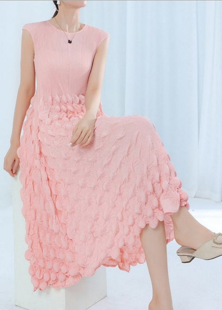 Marsha bubble blush pleat midi dress