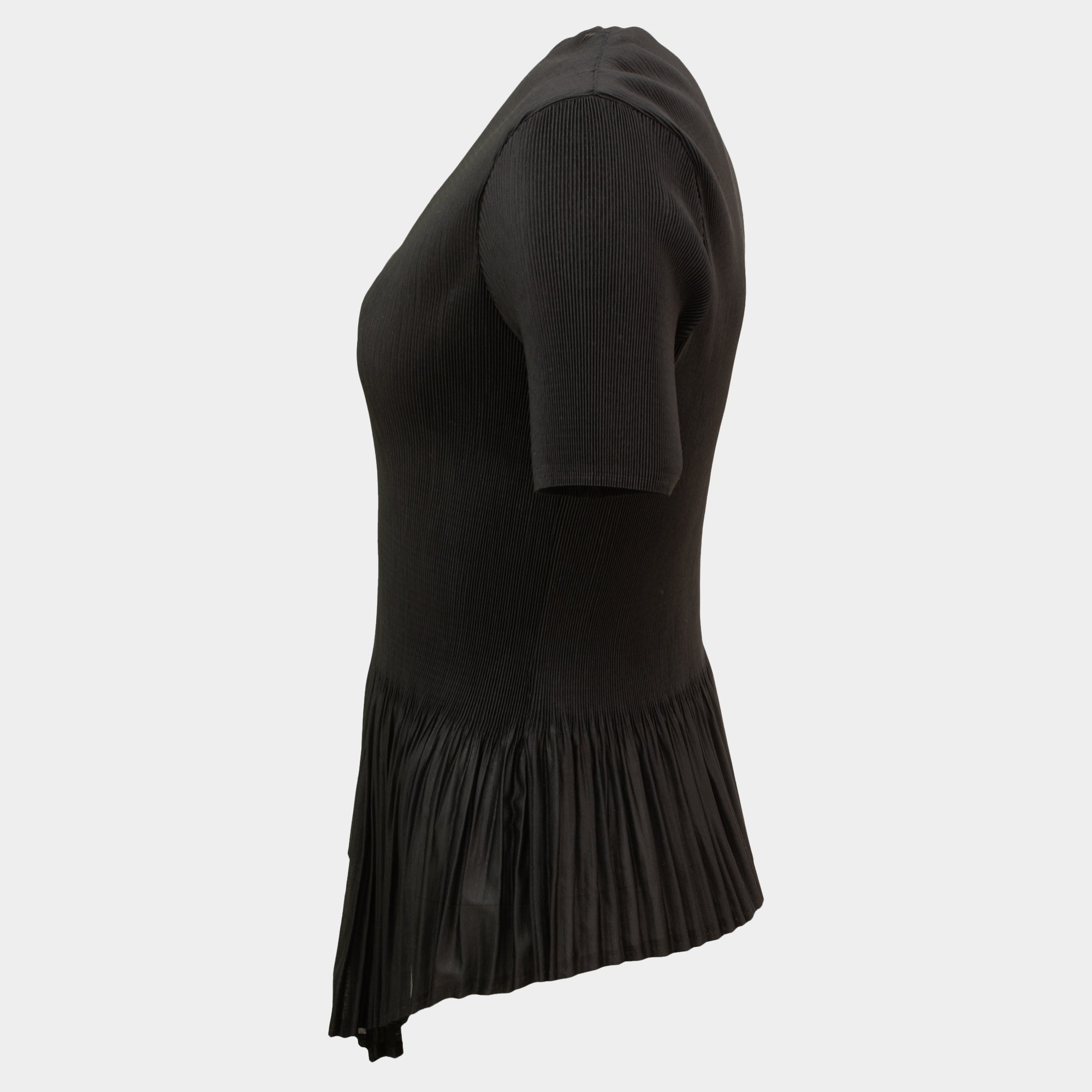 Anais black cross front frill hem pleat top