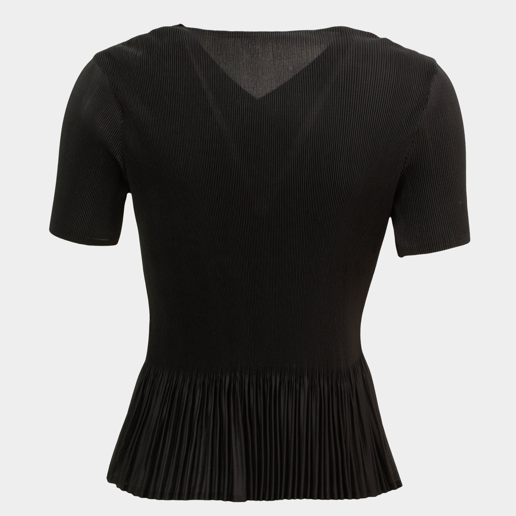 Anais black cross front frill hem pleat top