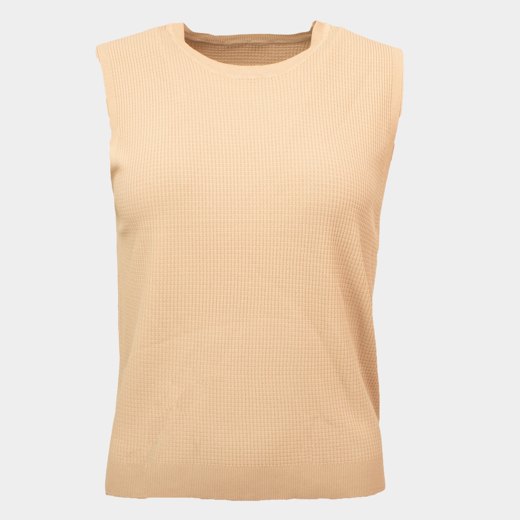 Faye beige waffle knitted sleeveless tank top