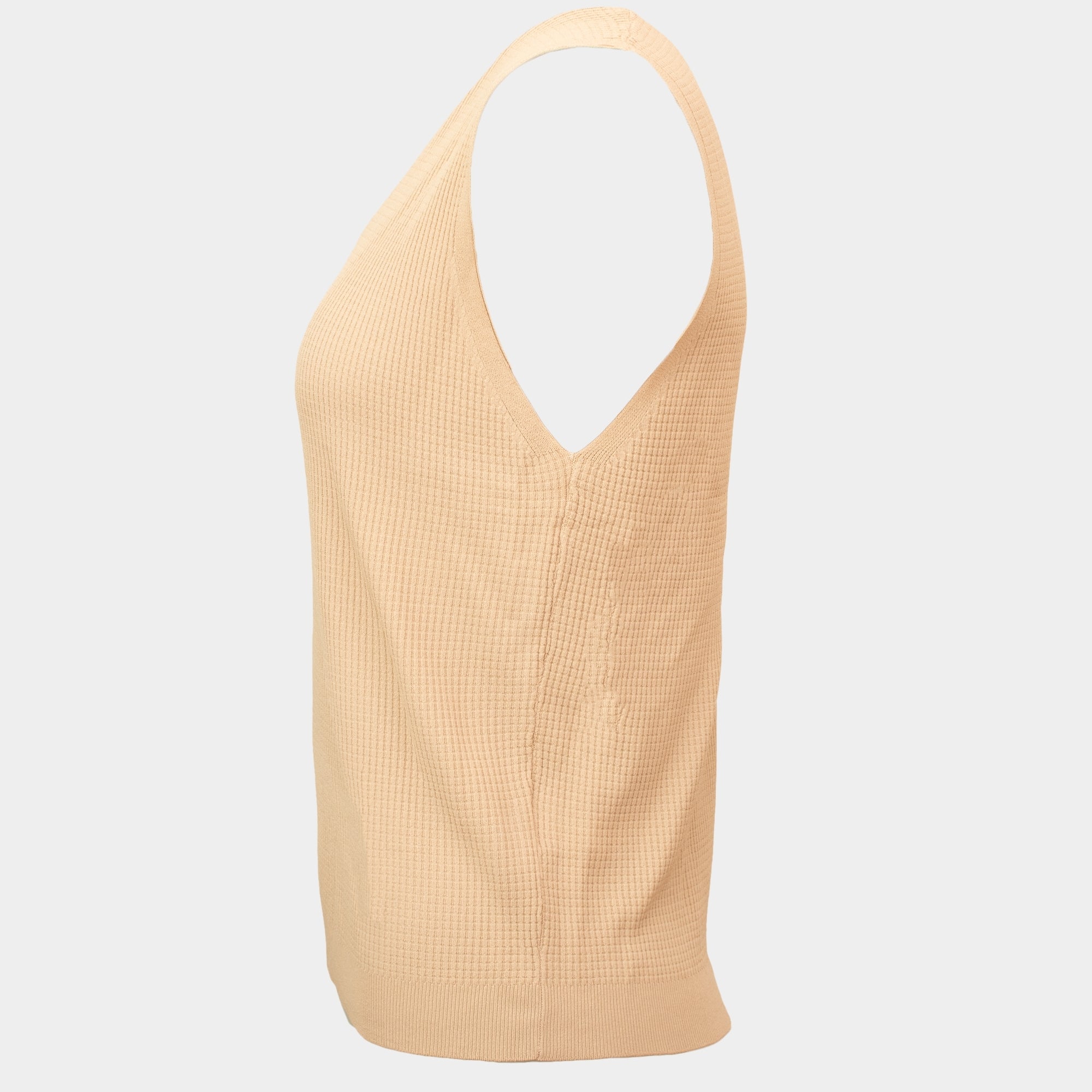 Faye beige waffle knitted sleeveless tank top