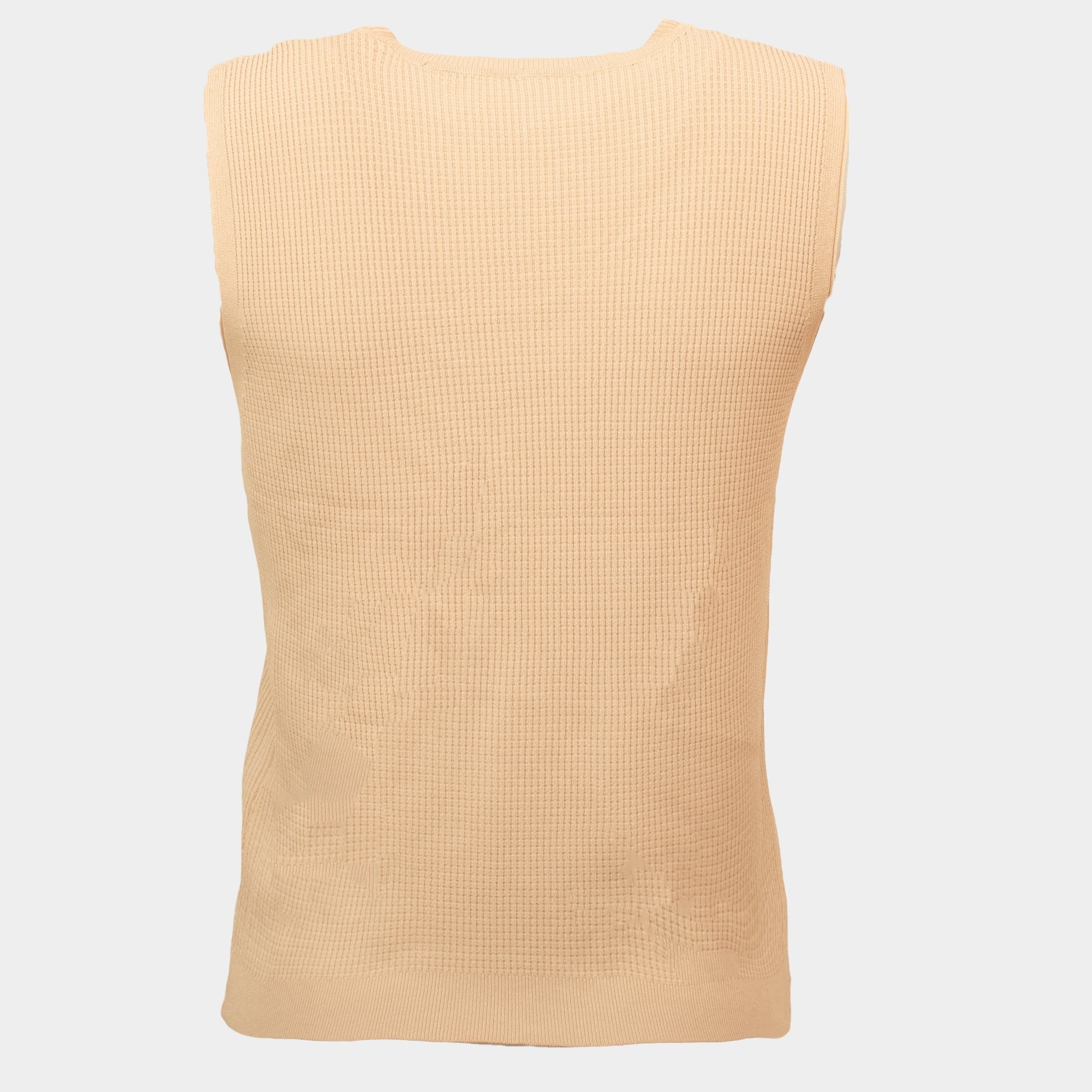 Faye beige waffle knitted sleeveless tank top