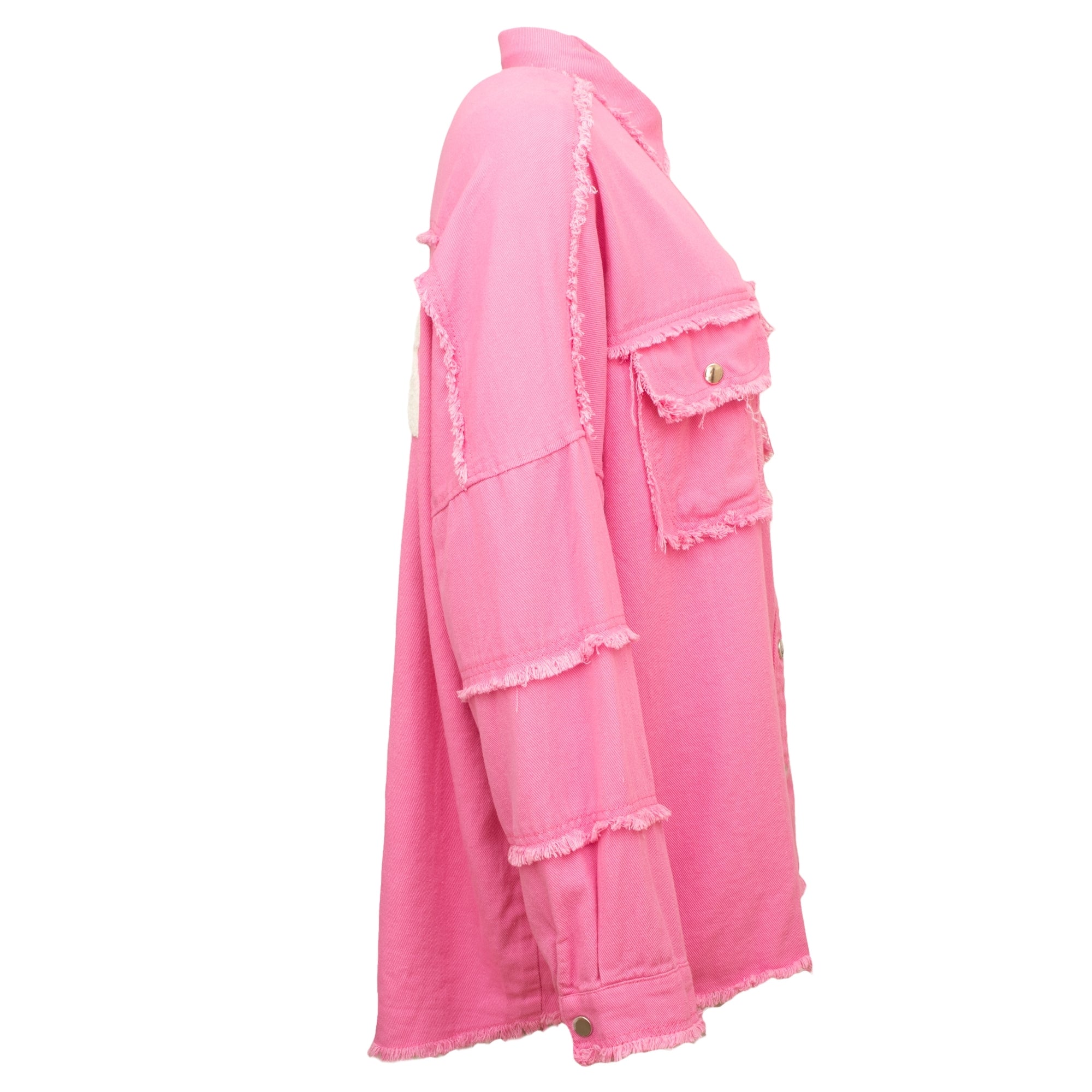 Rock and roll candy pink white raised text cotton shirt / jacket