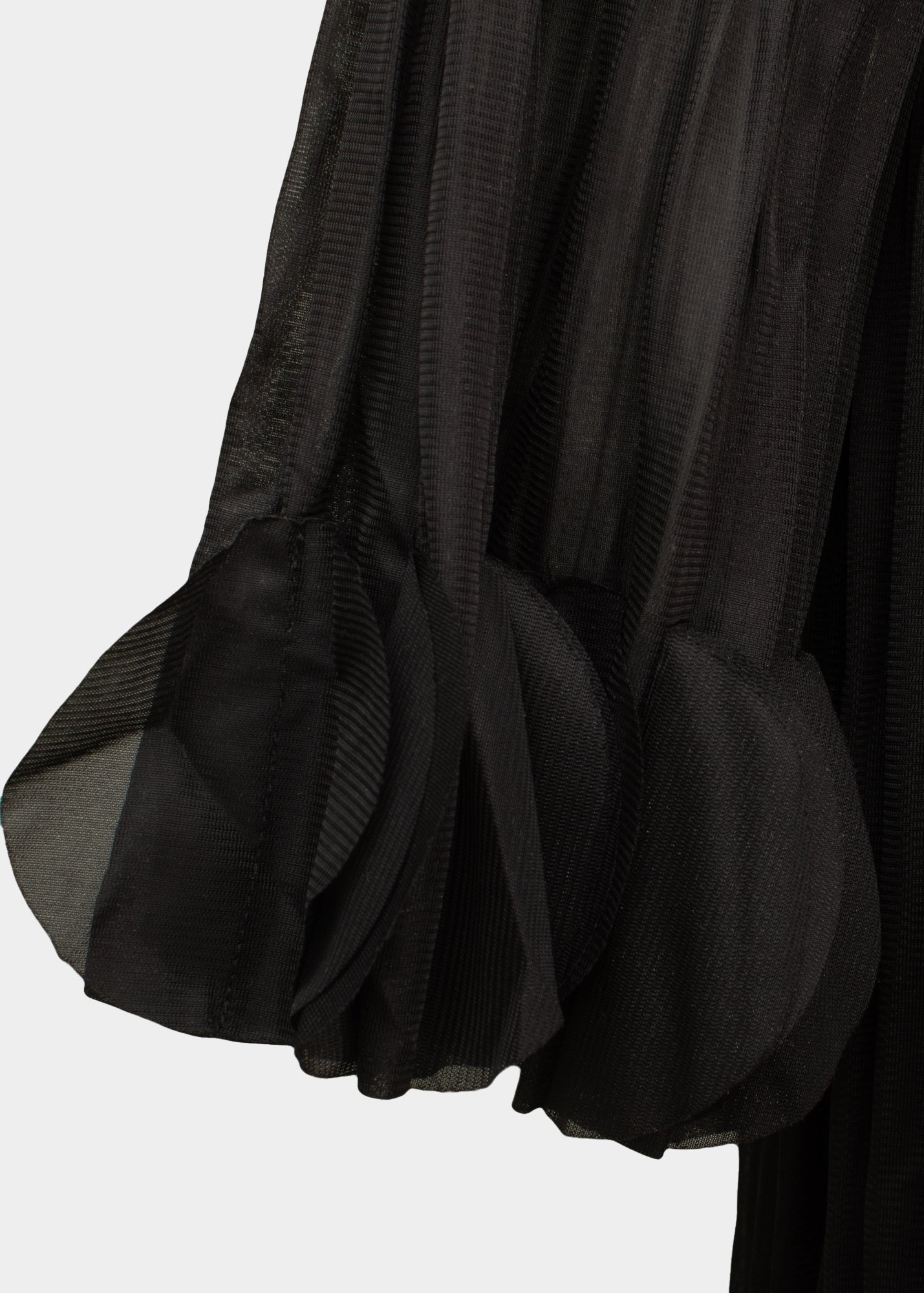 Ria black sccop neck midi length ruffle pleated dress