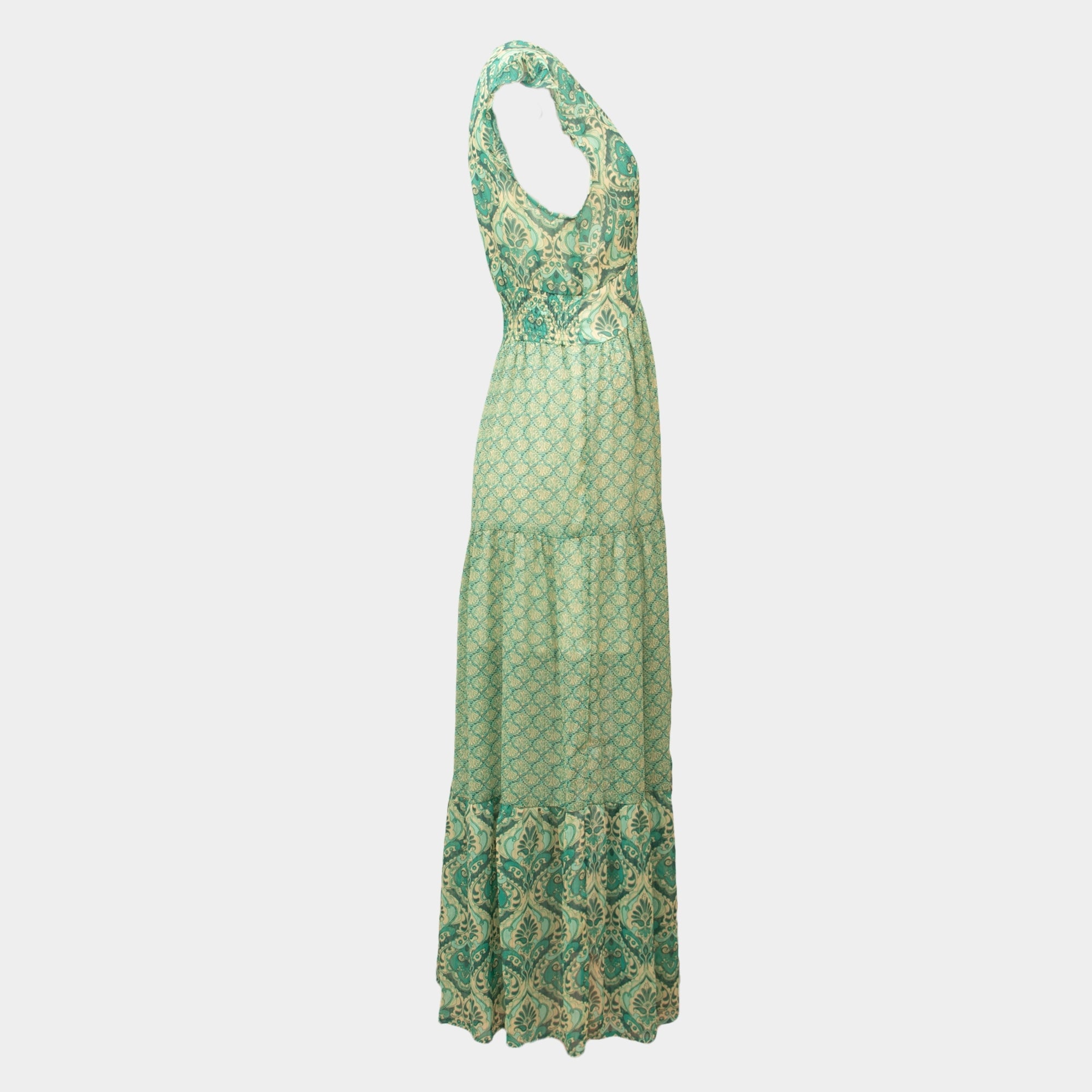 Ellis - Green paisley chiffon maxi dress