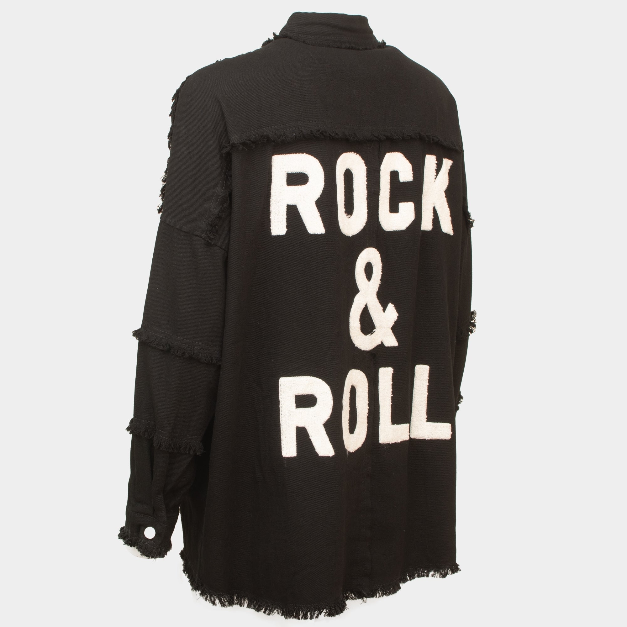 Rock and roll black white raised text cotton shirt / jacket