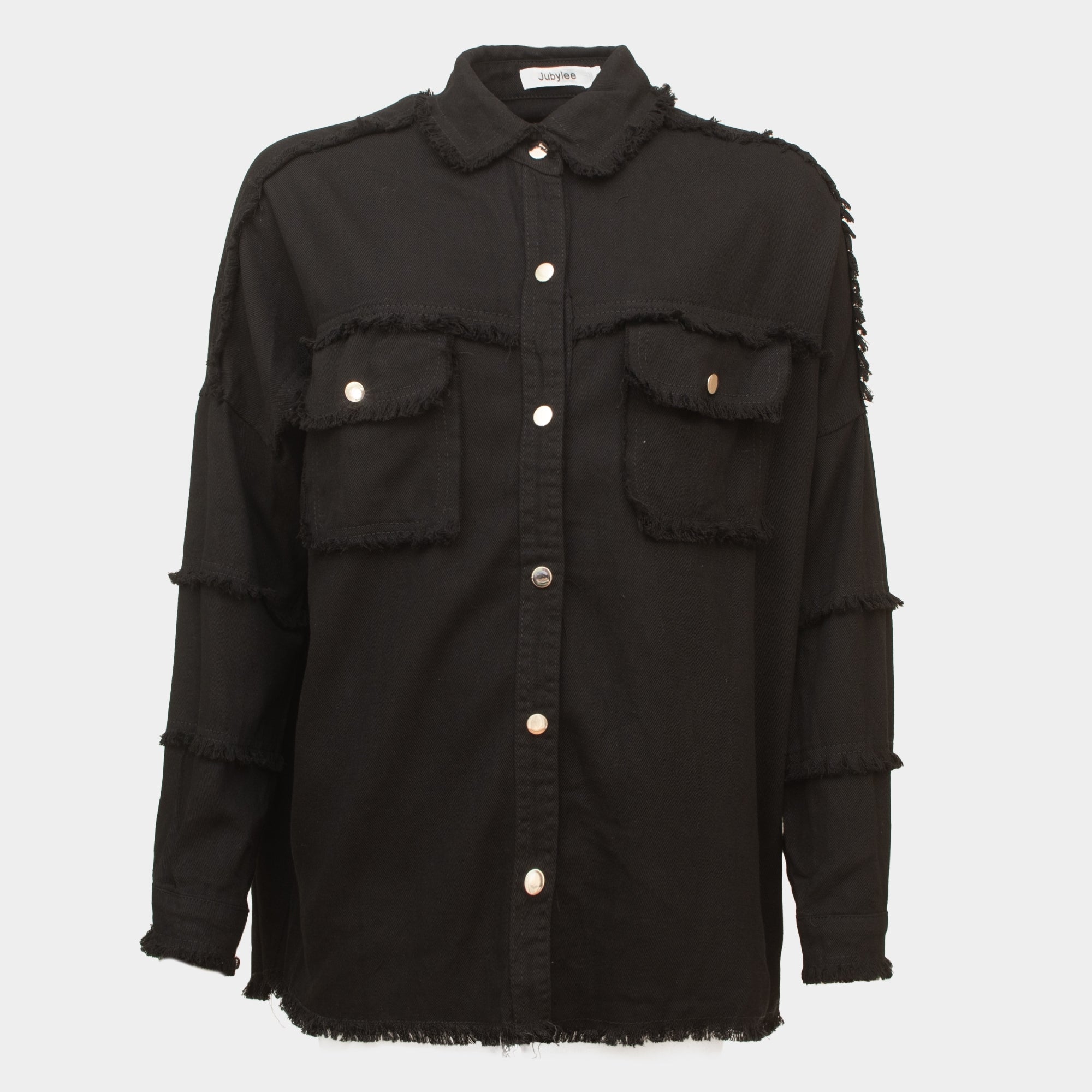 Rock and roll black white raised text cotton shirt / jacket