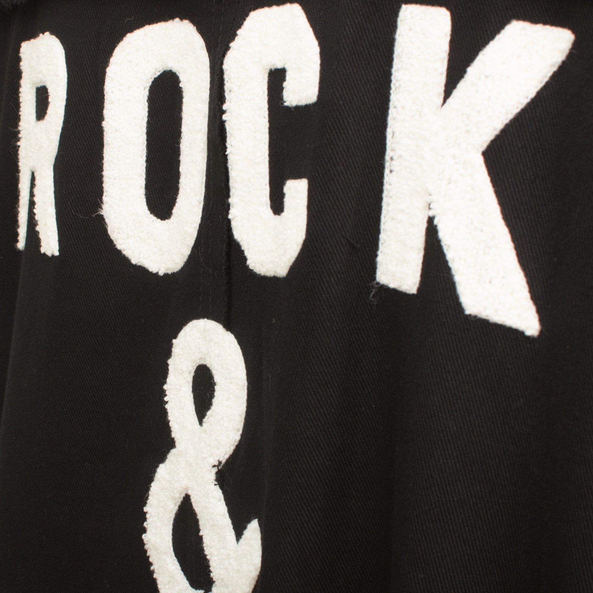 Rock and roll black white raised text cotton shirt / jacket
