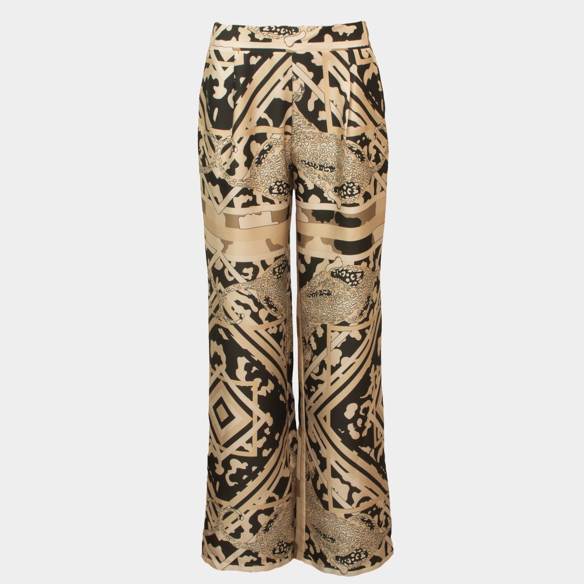 Prairie cream cheetah satin printed trouser