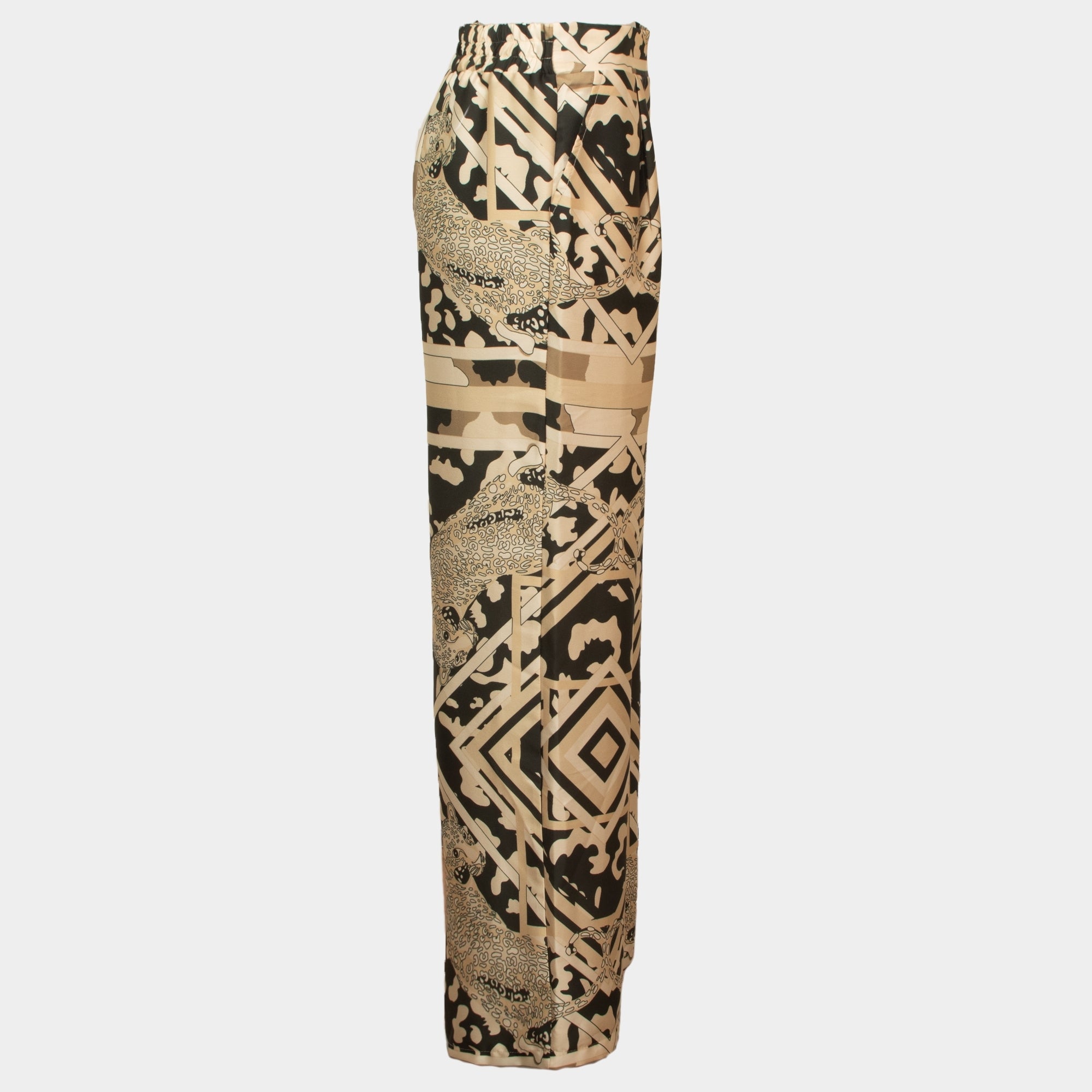 Prairie cream cheetah satin printed trouser