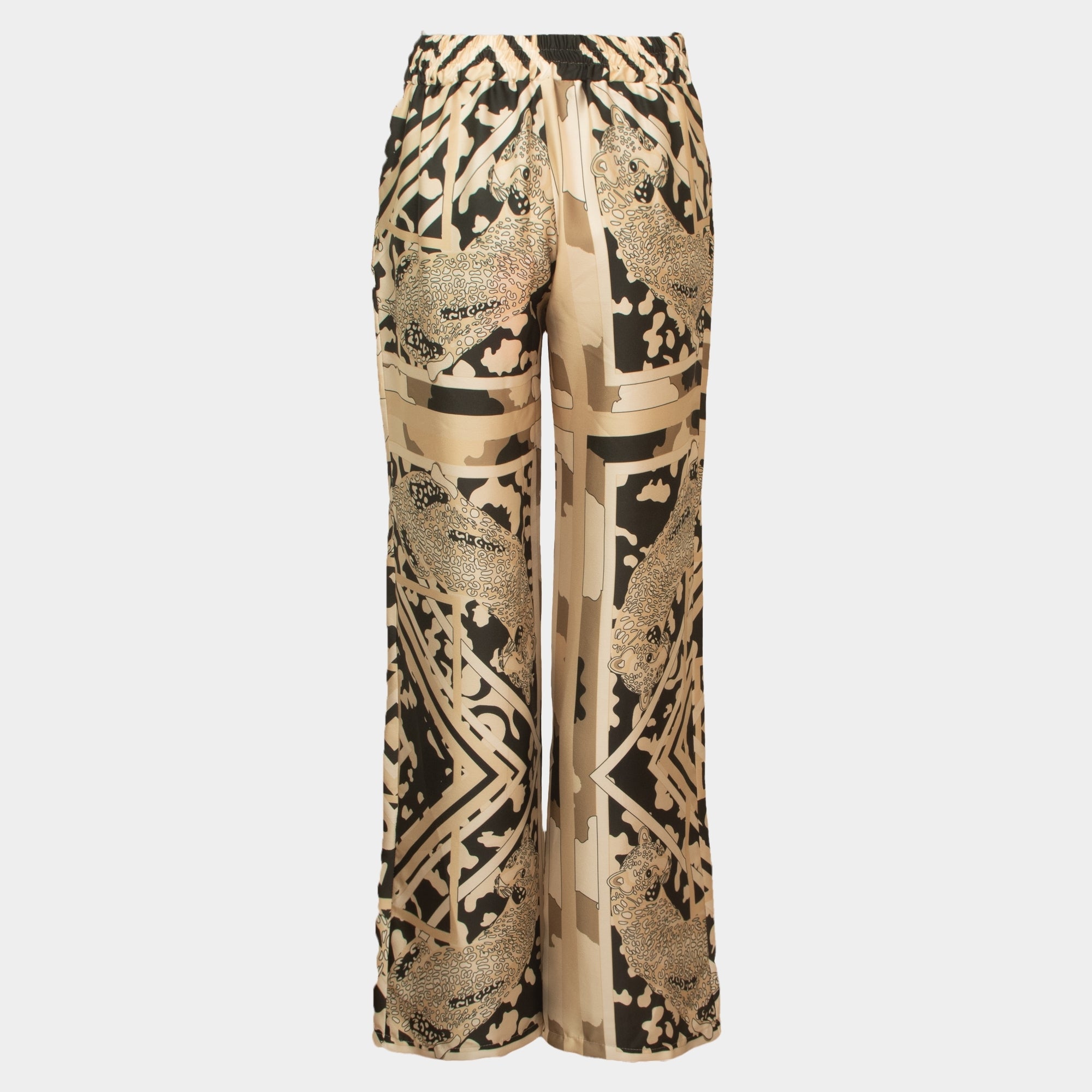 Prairie cream cheetah satin printed trouser