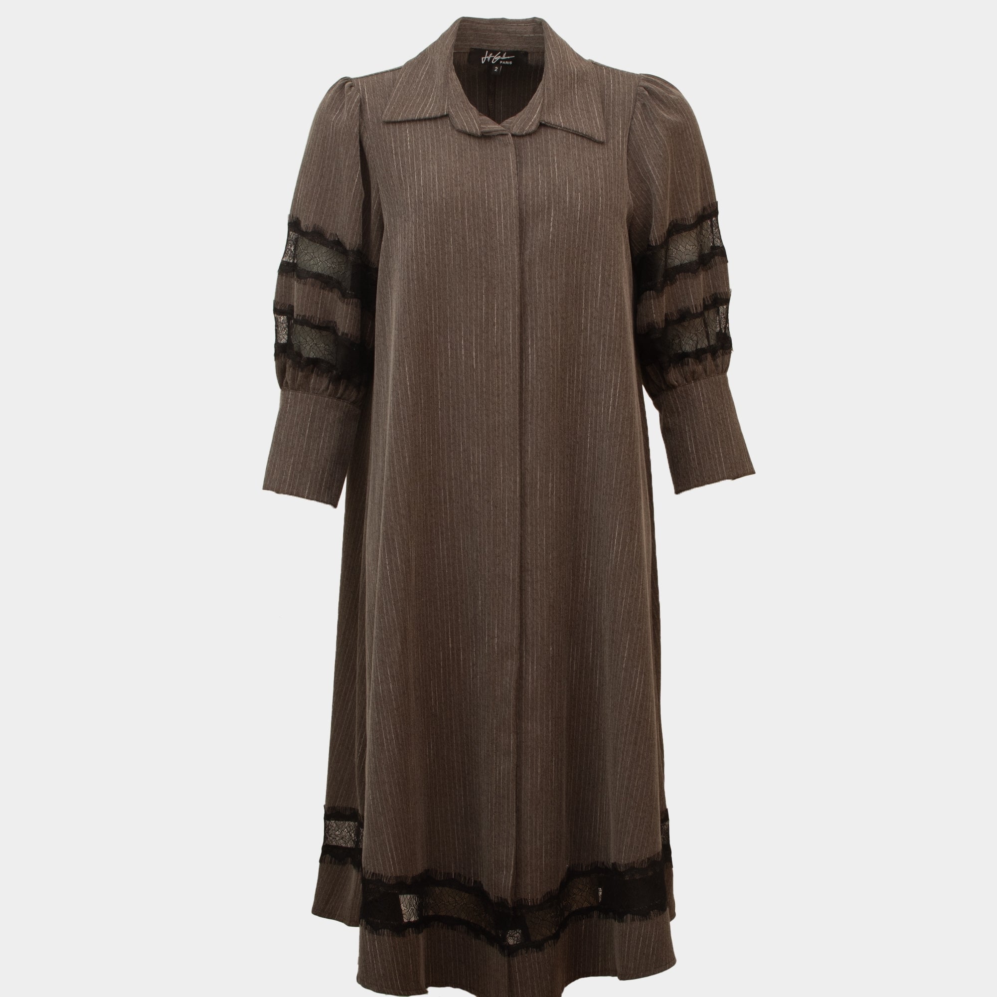 Ray light brown pinstripe and lace dress