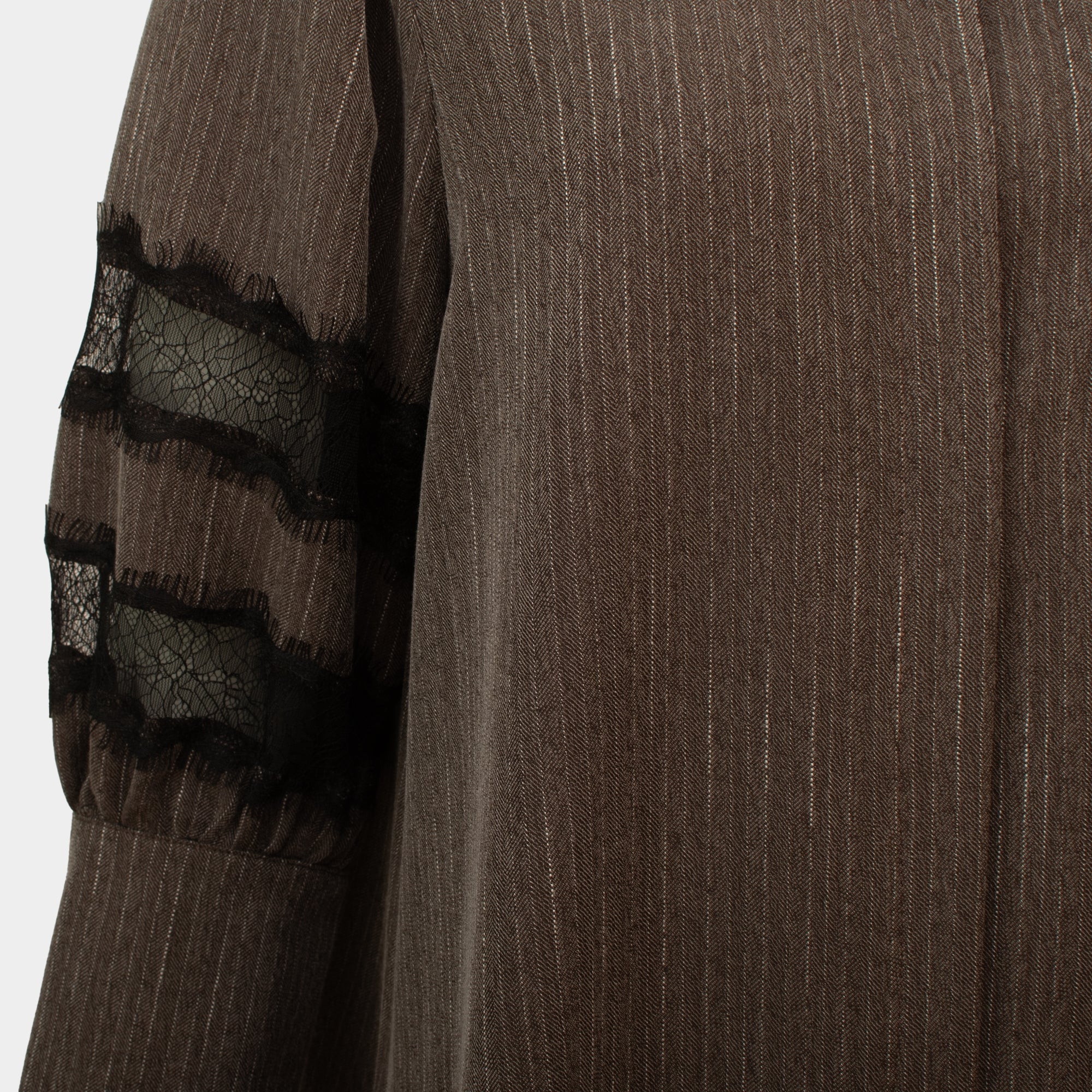 Ray light brown pinstripe and lace dress