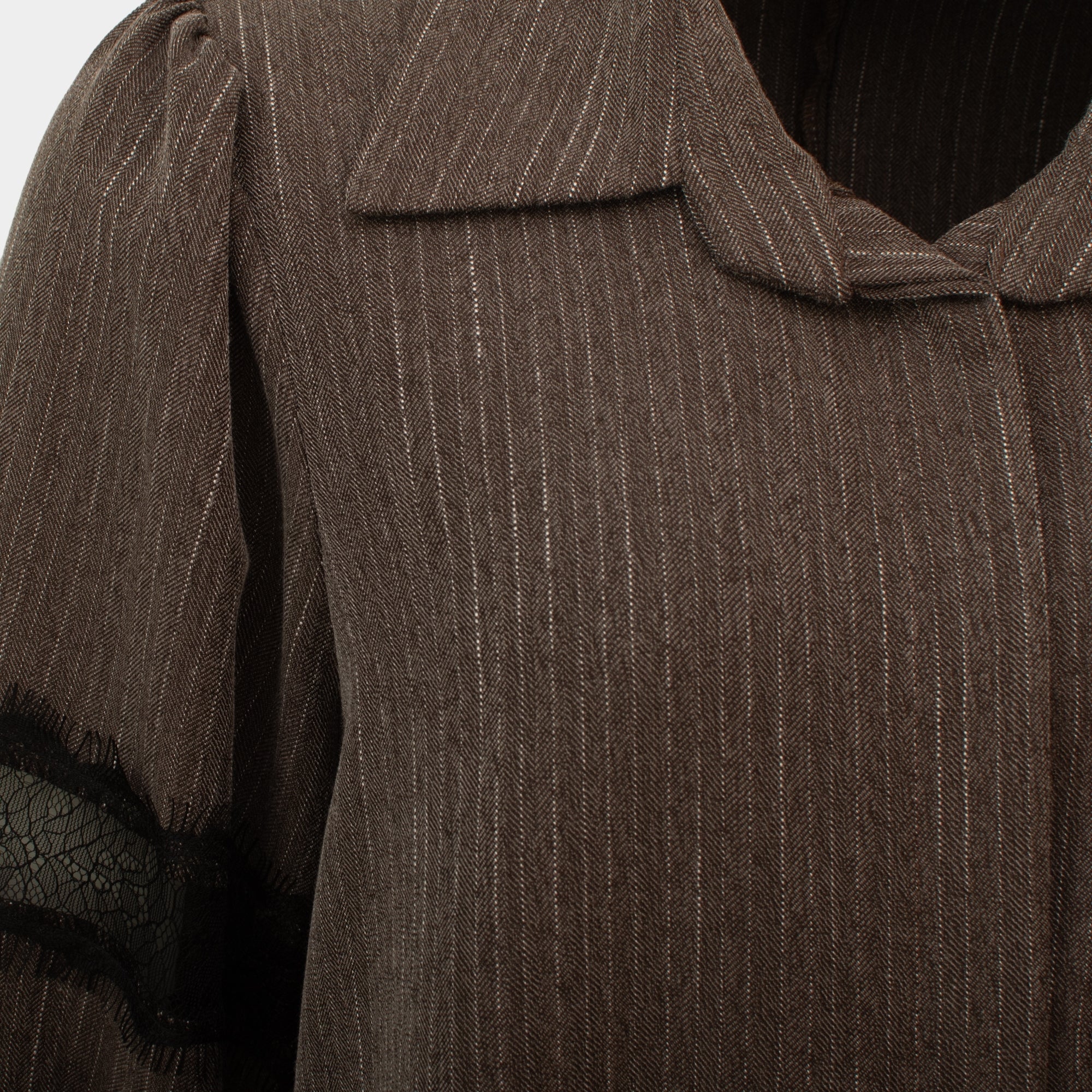 Ray light brown pinstripe and lace dress
