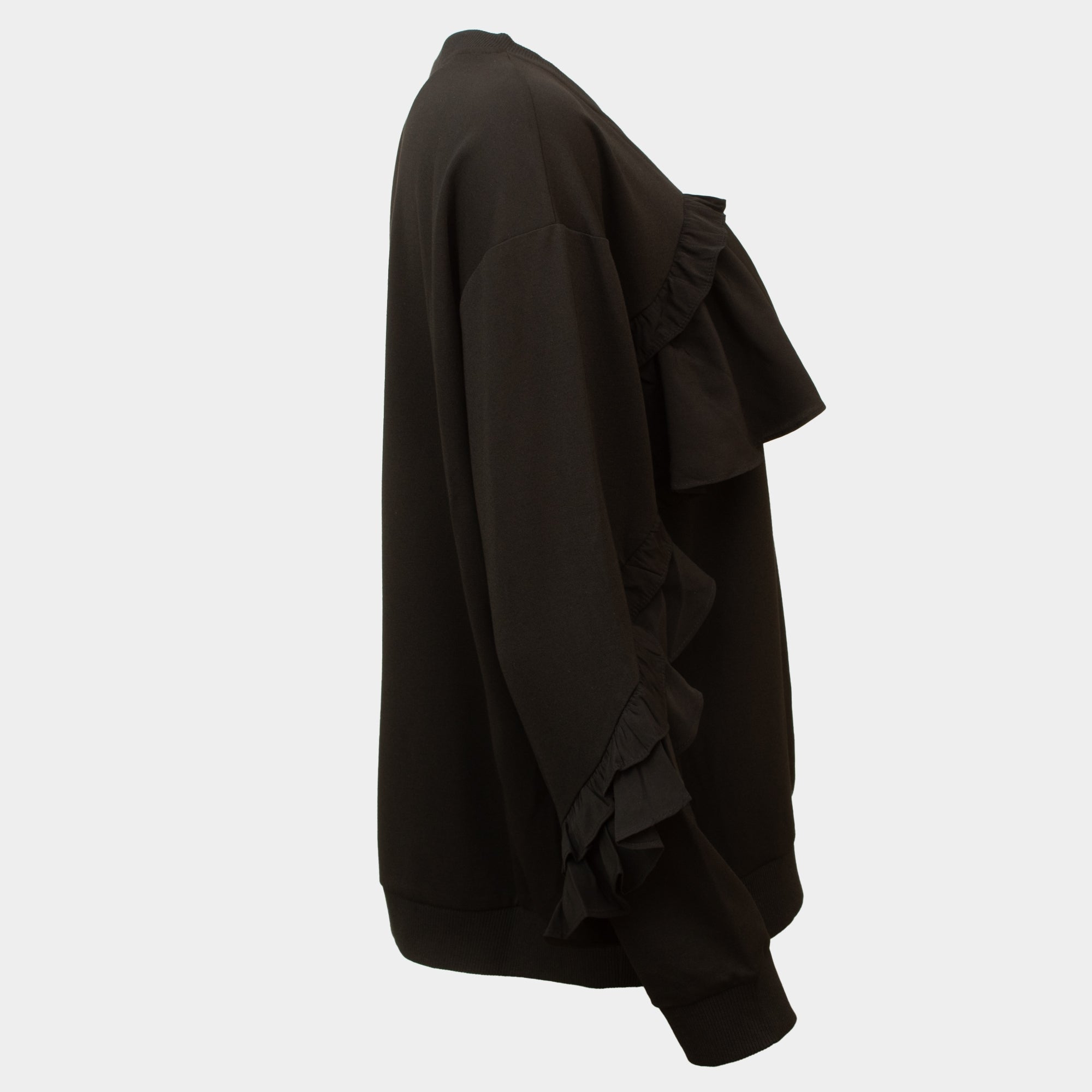 Gemma black frill front sweat top