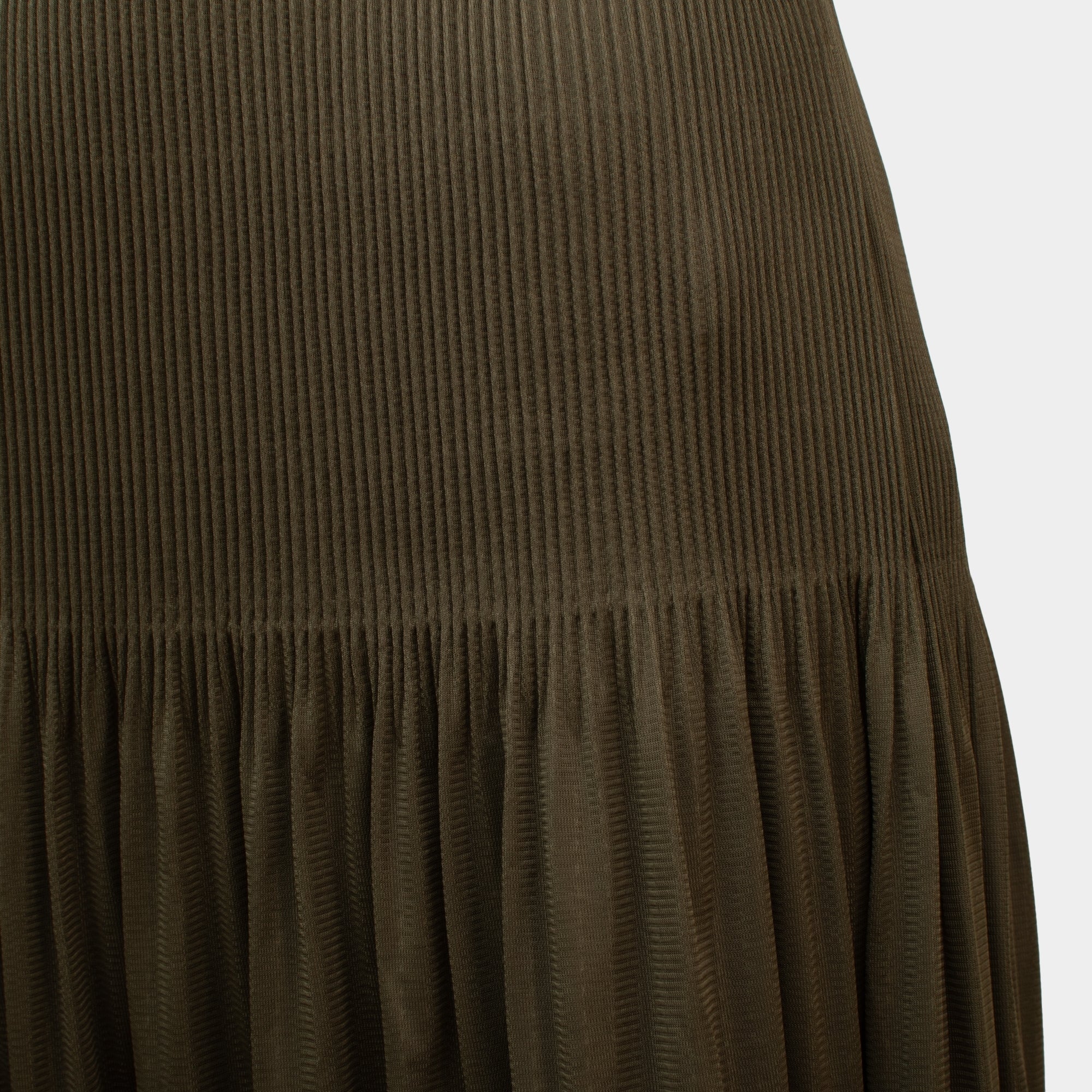 Ria olive midi length pleated ruffle skirt