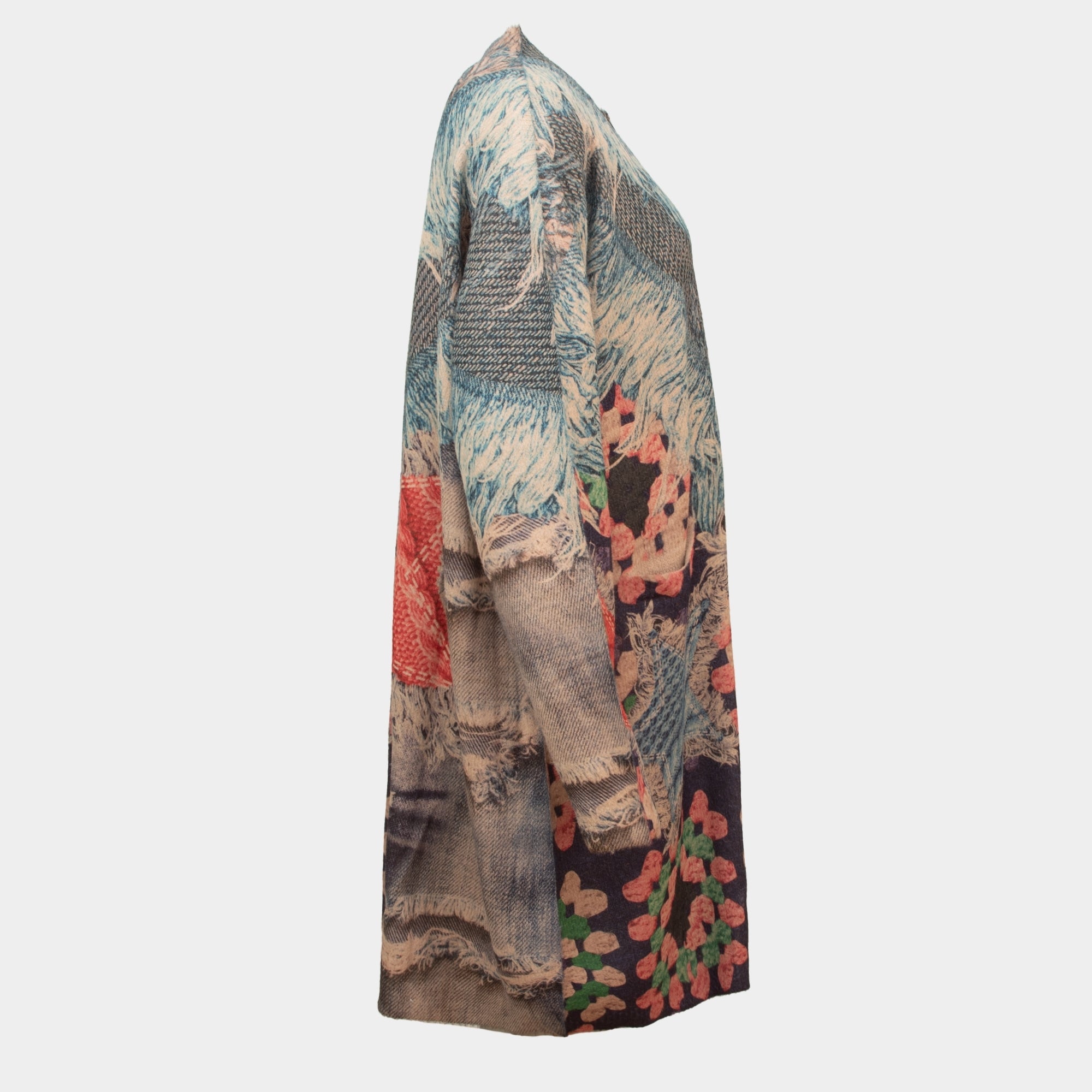 Ema denim multi midi length button through cardigan