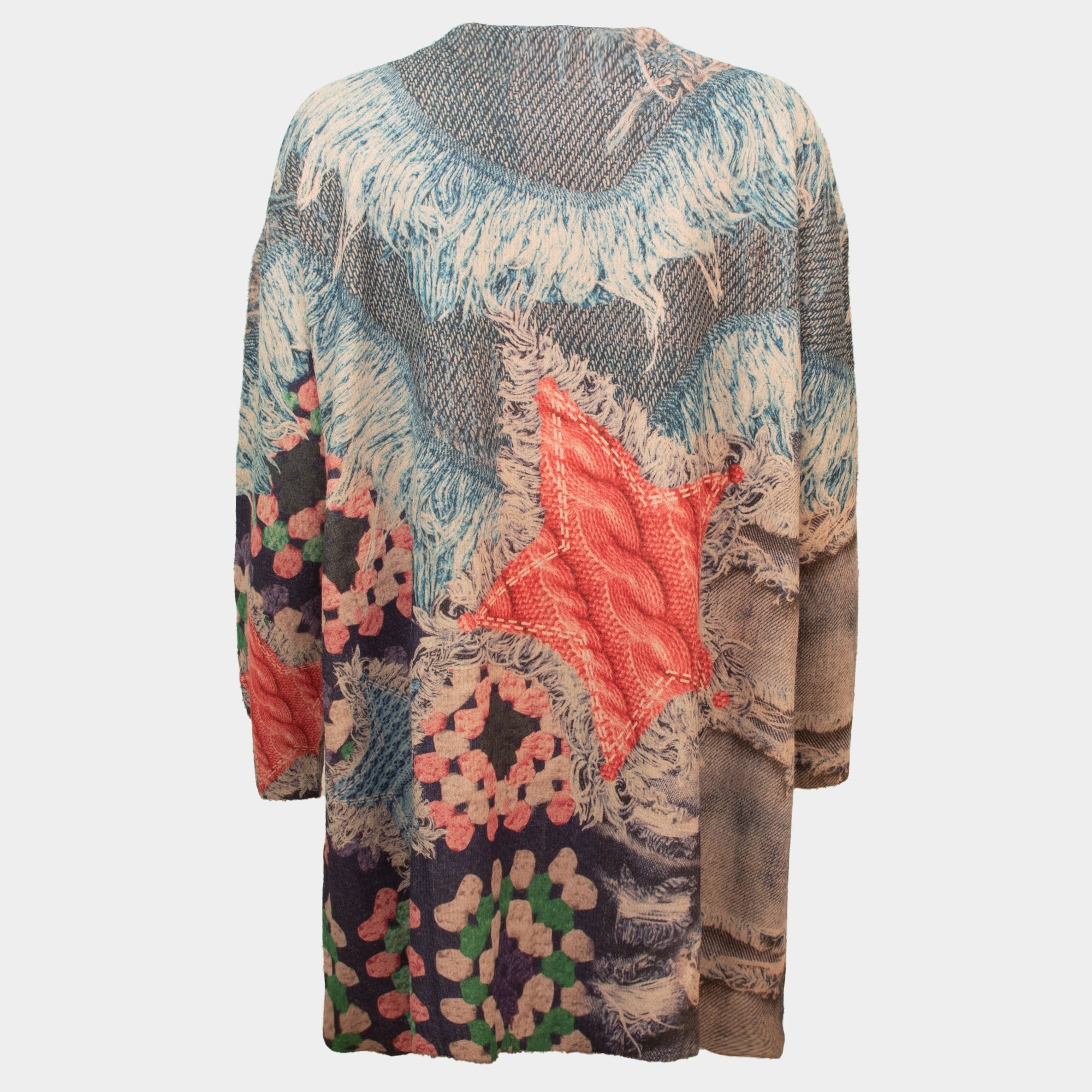 Ema denim multi midi length button through cardigan