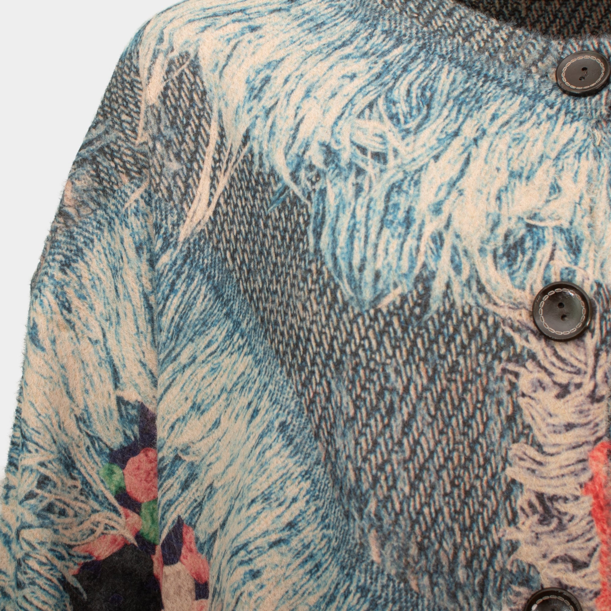 Ema denim multi midi length button through cardigan