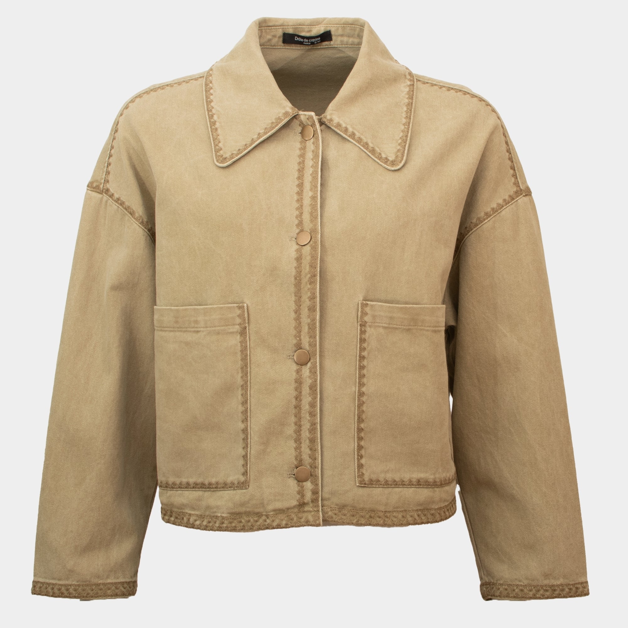 Kristian khaki whip stitch denim jacket