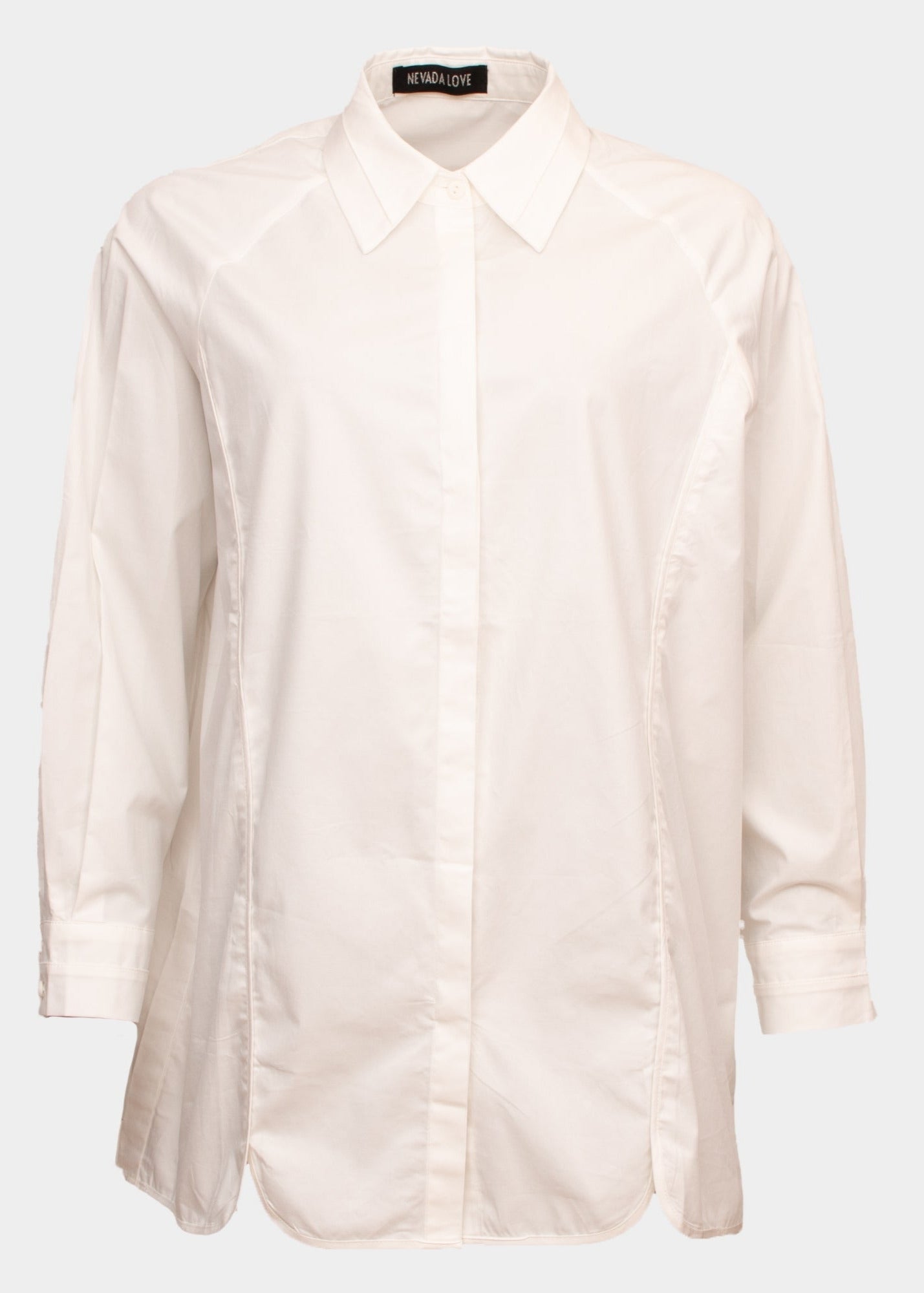 Erika white cotton seam collar shirt