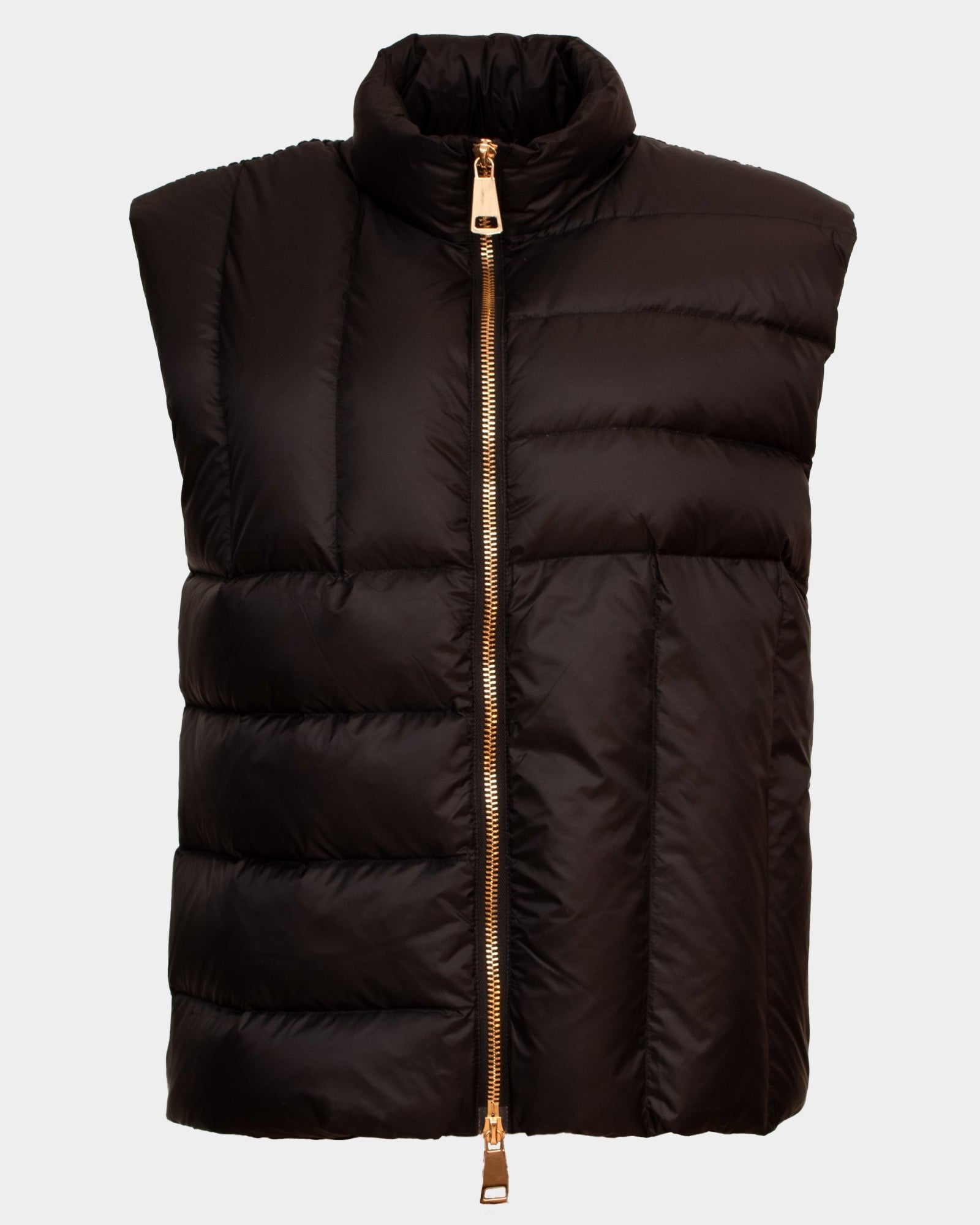 Maddie black 50 / 50 knit and quilt gilet0
