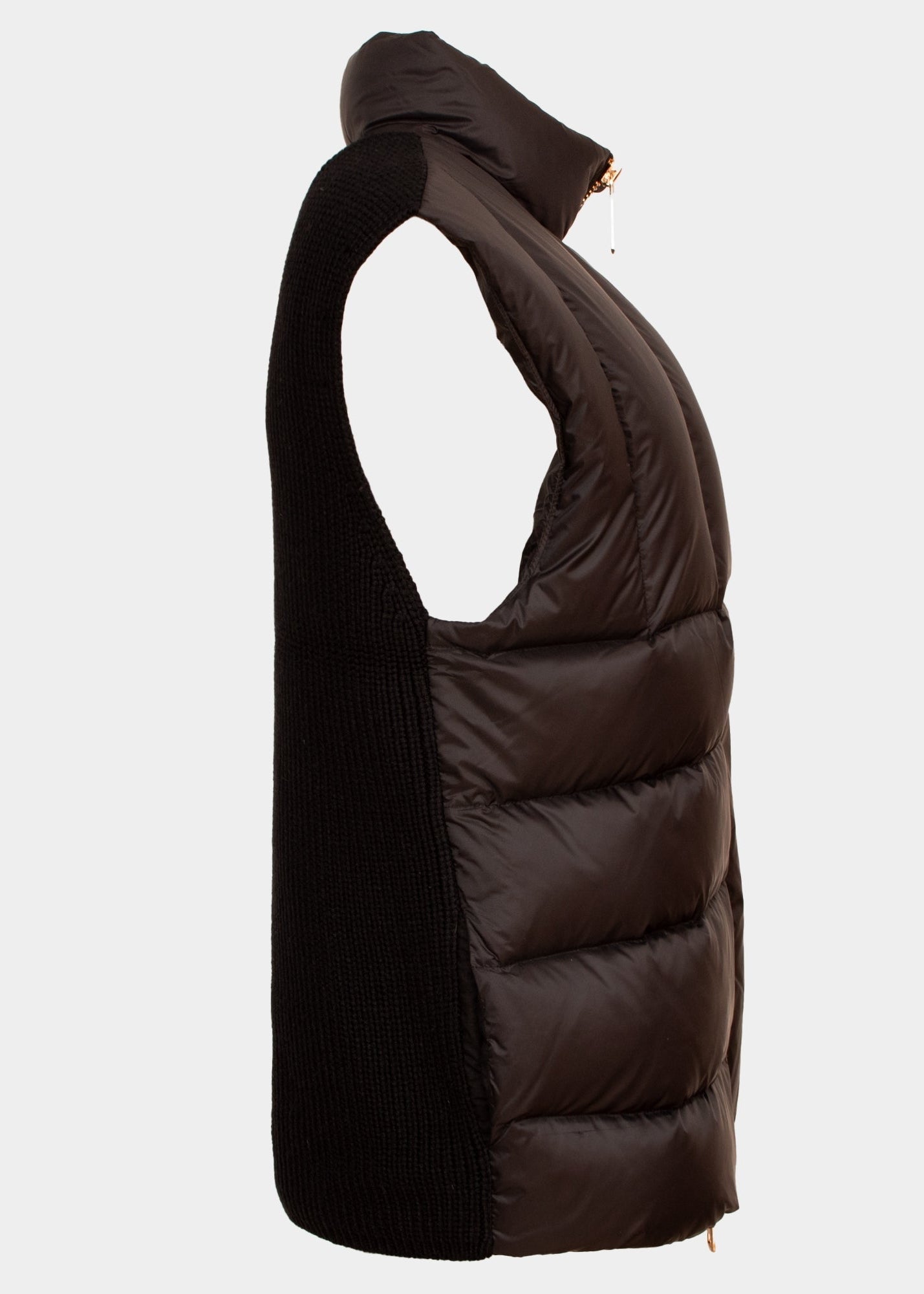 Maddie black 50 / 50 knit and quilt gilet0