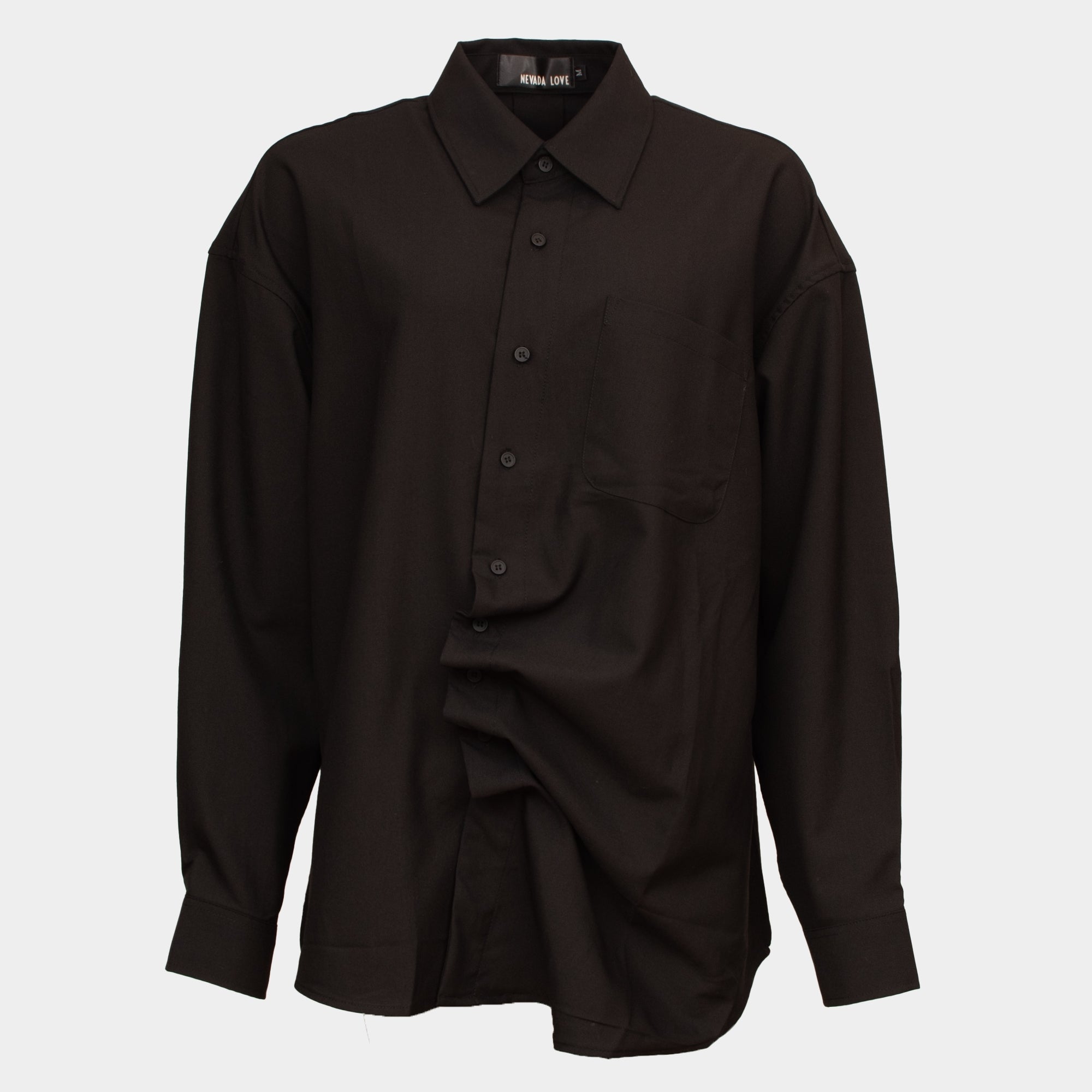 Elaine black cotton gathered front shirt