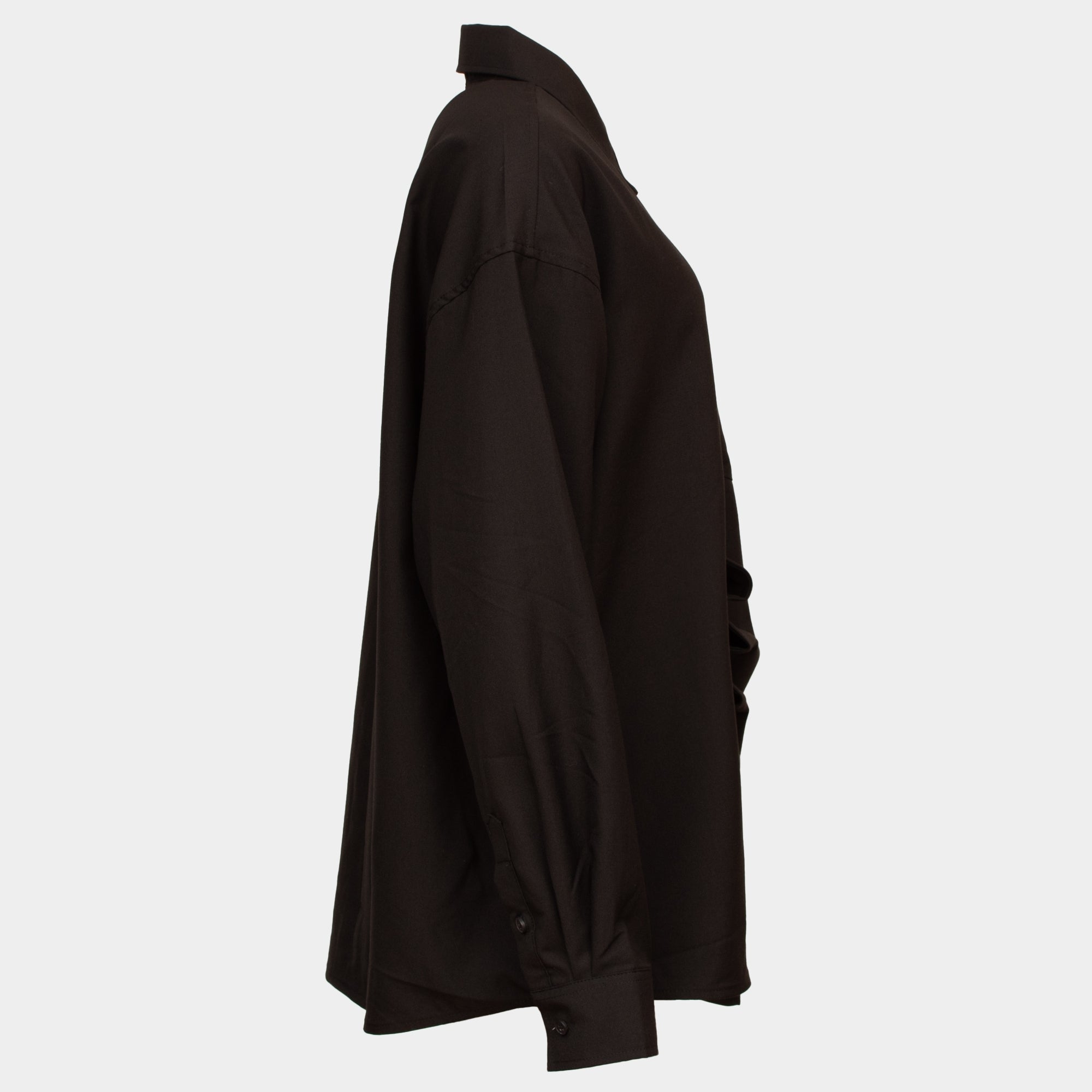 Elaine black cotton gathered front shirt