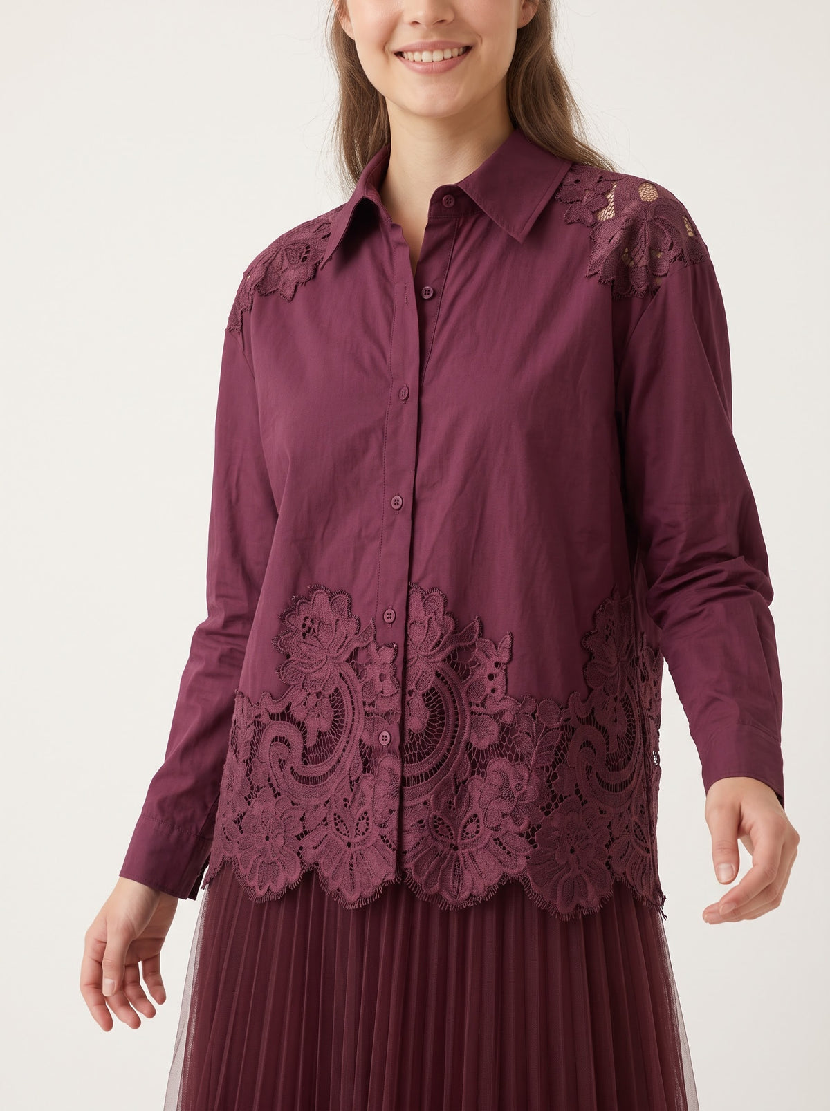 Faye - Lace trim shirt