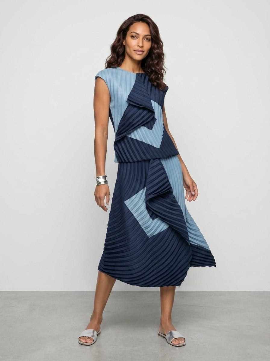 Alexis - Pleated Top & Skirt Set