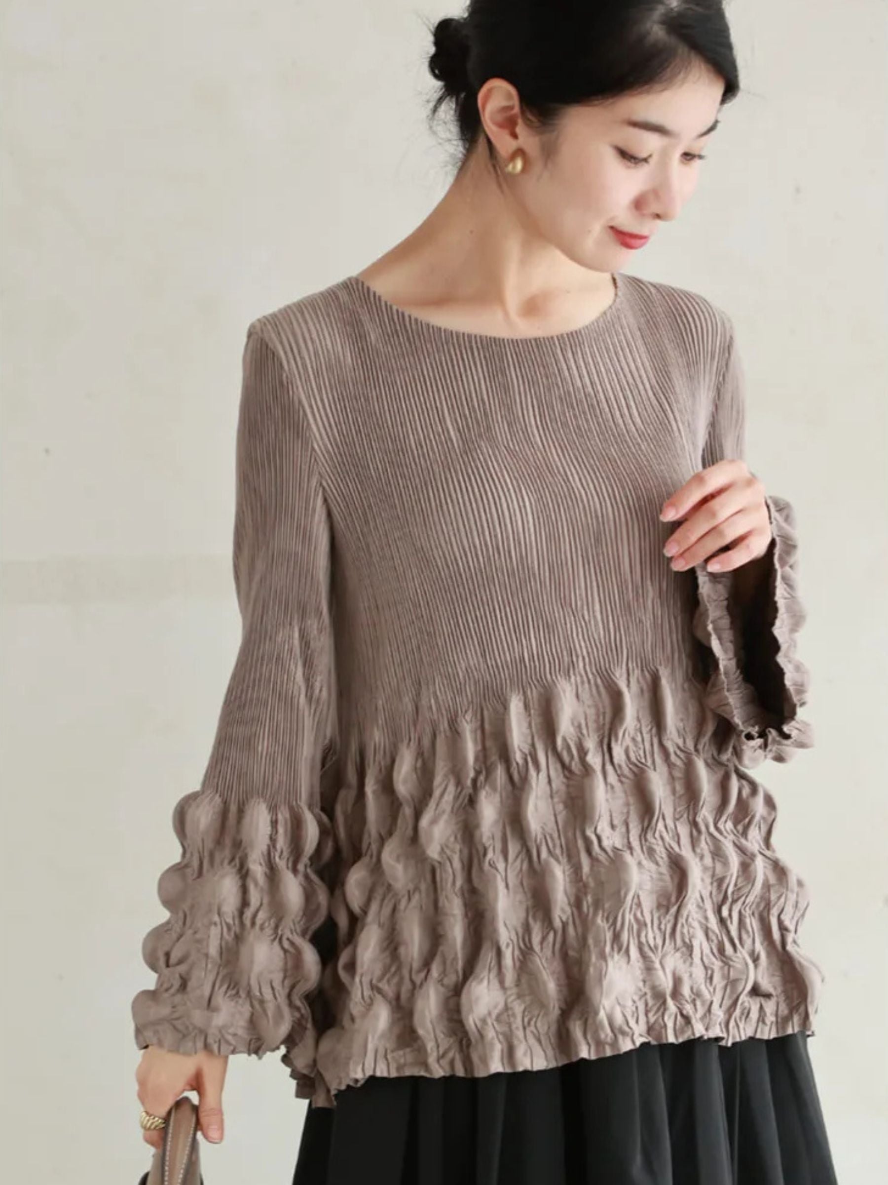 Sinead - Suedette bubble pleat top