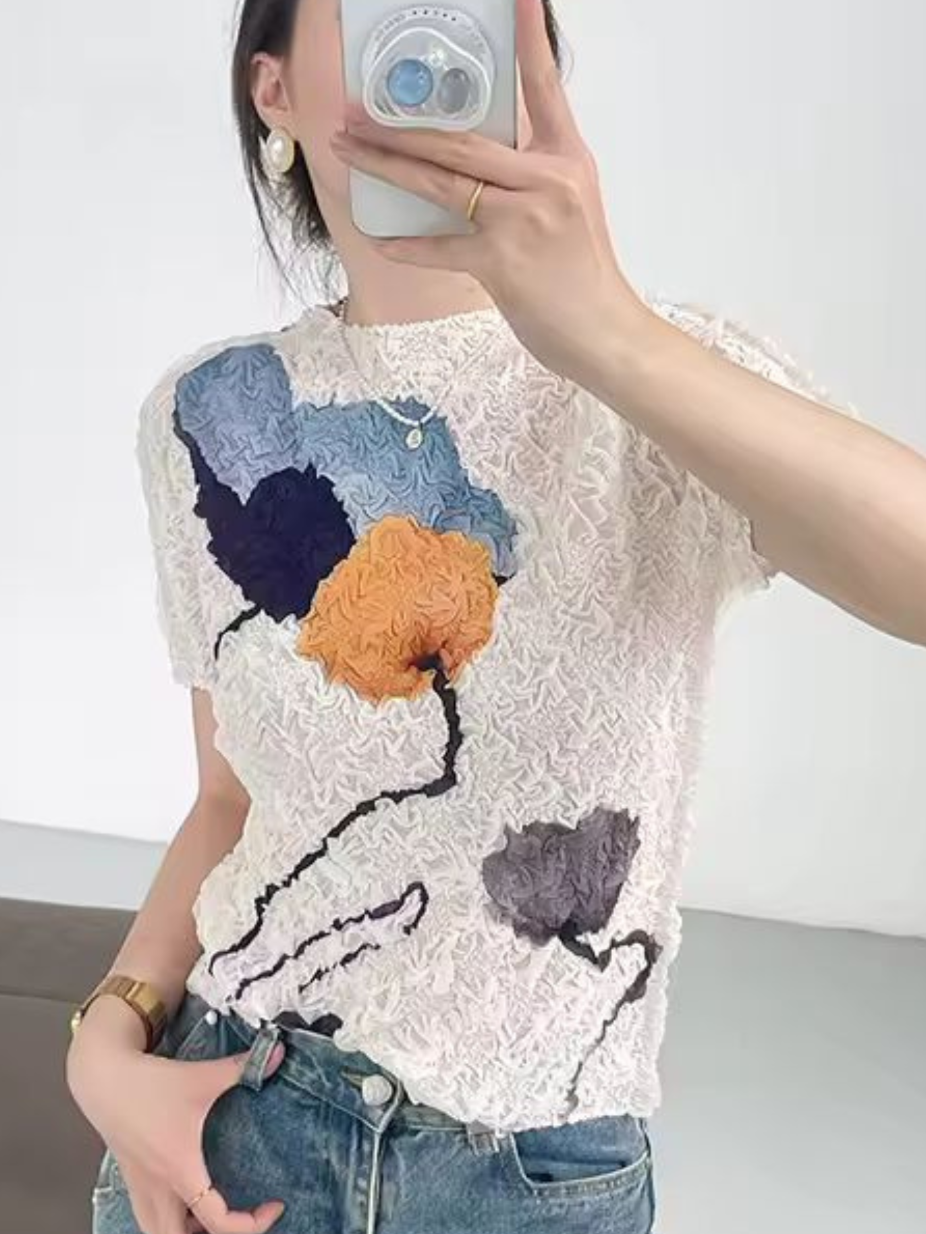 Carli - Crushed pleated print top