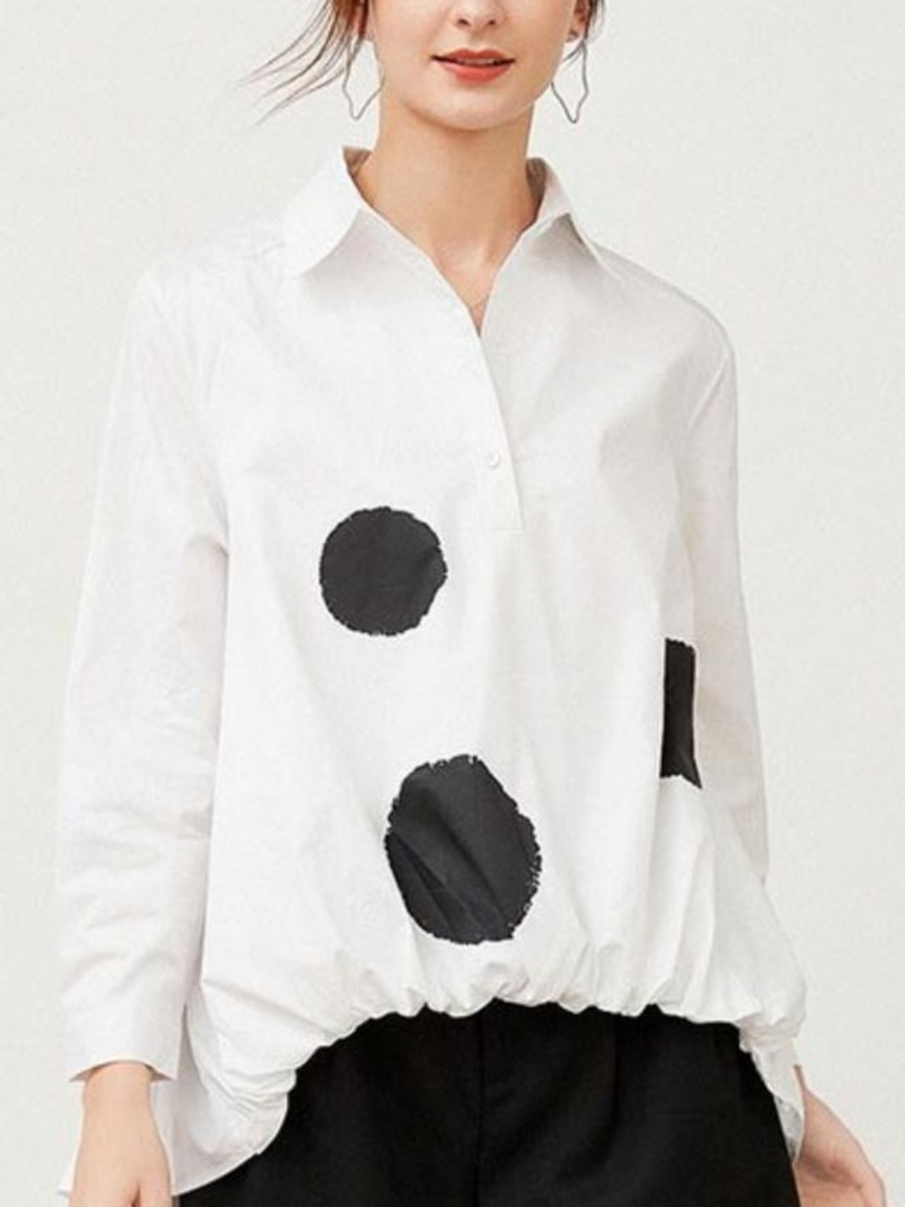 Dotti - Dipped hem spot shirt
