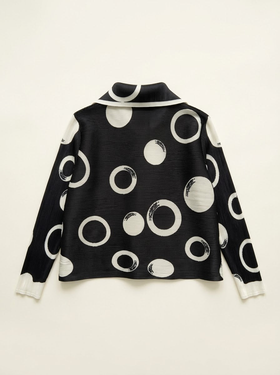 Monroe circle print jacket in black, back product view