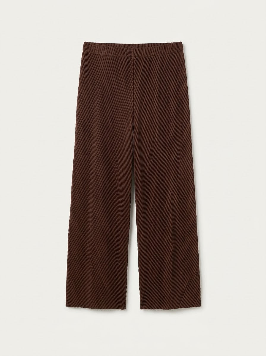 Sunday wide-leg pleated trousers in chocolate, front product view