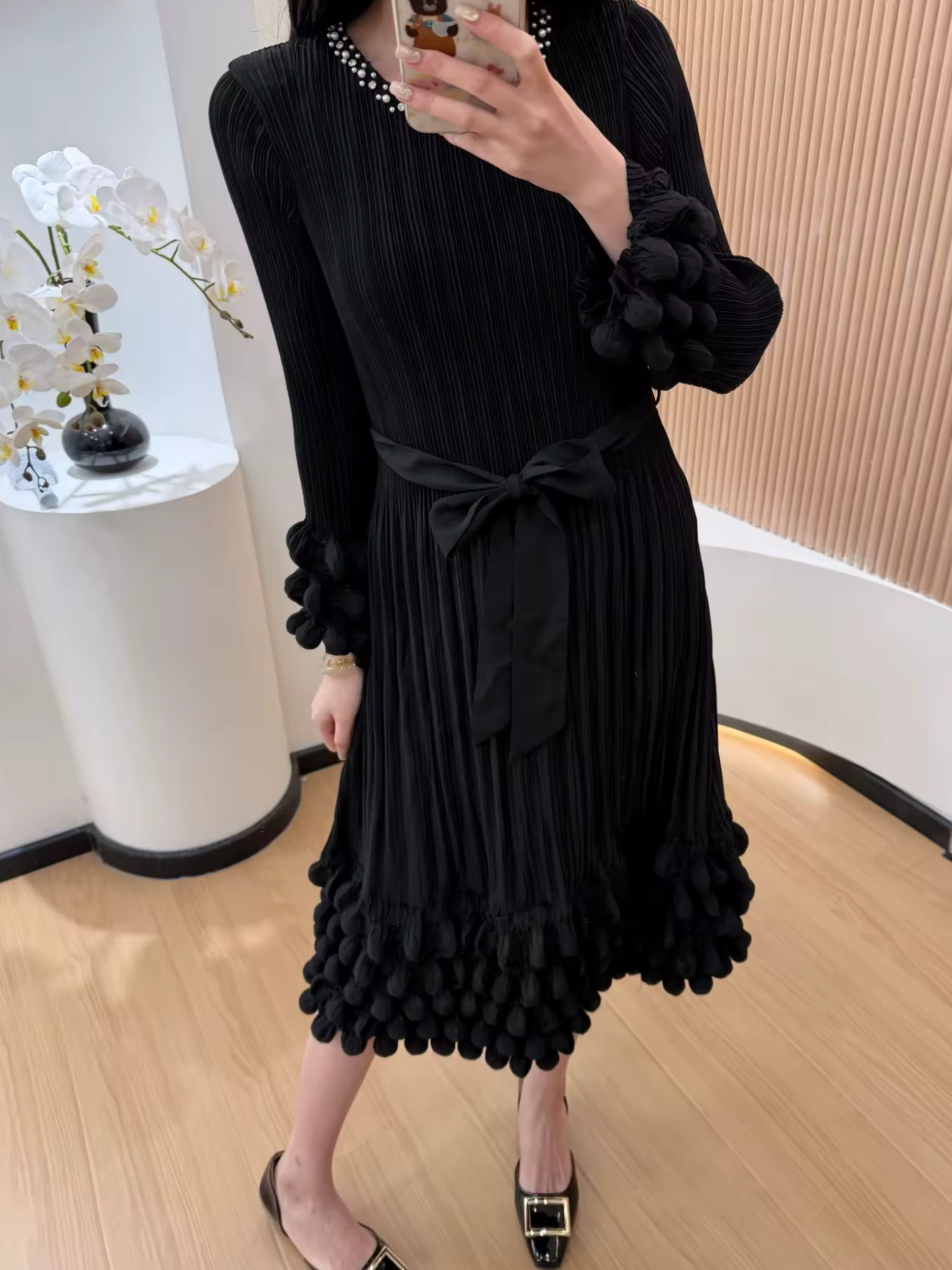 Marisa - Beaded bubble hem dress