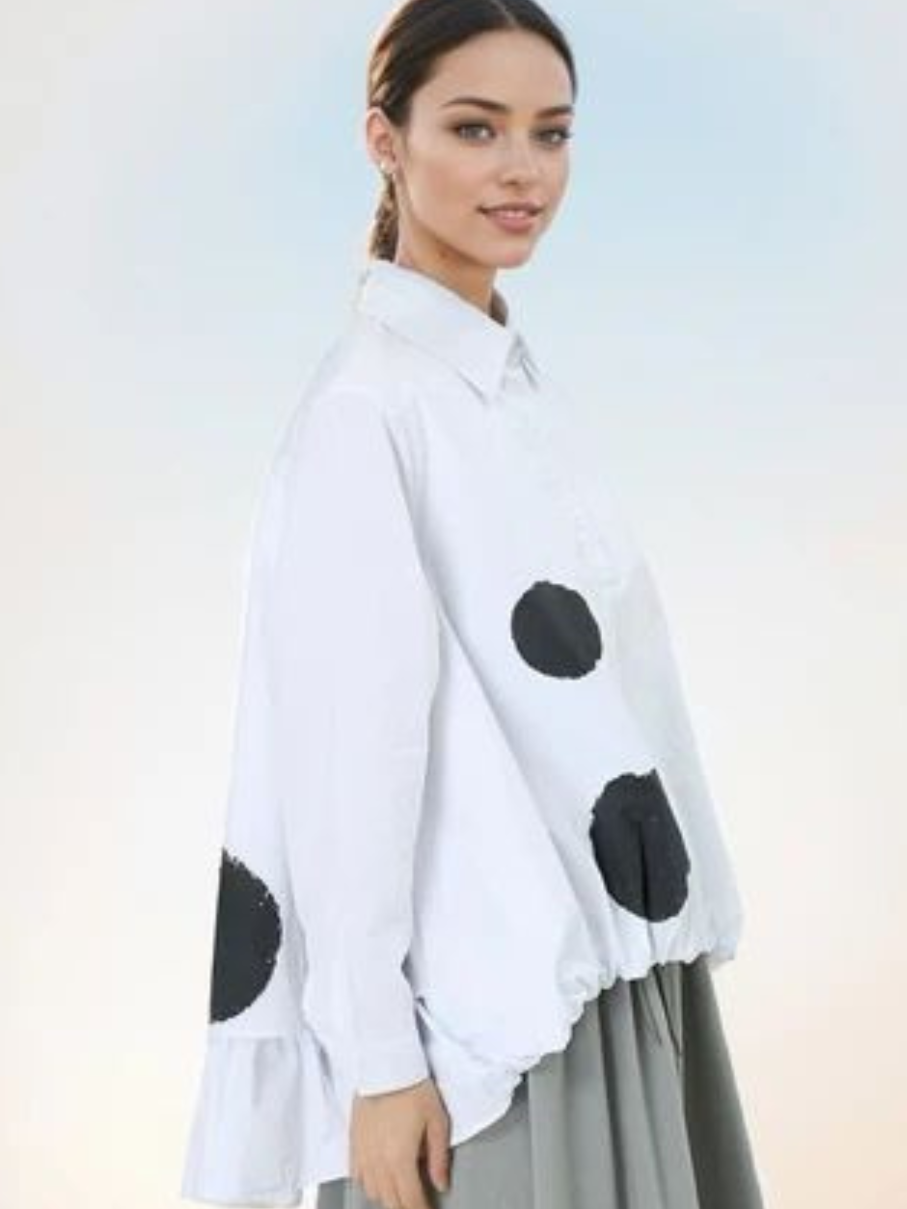 Dotti - Dipped hem spot shirt