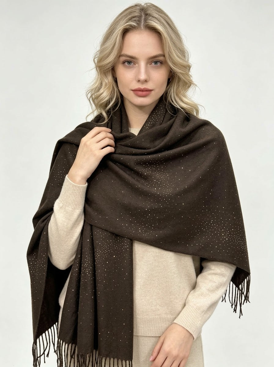 Sparkle - Embellished wool blend scarf
