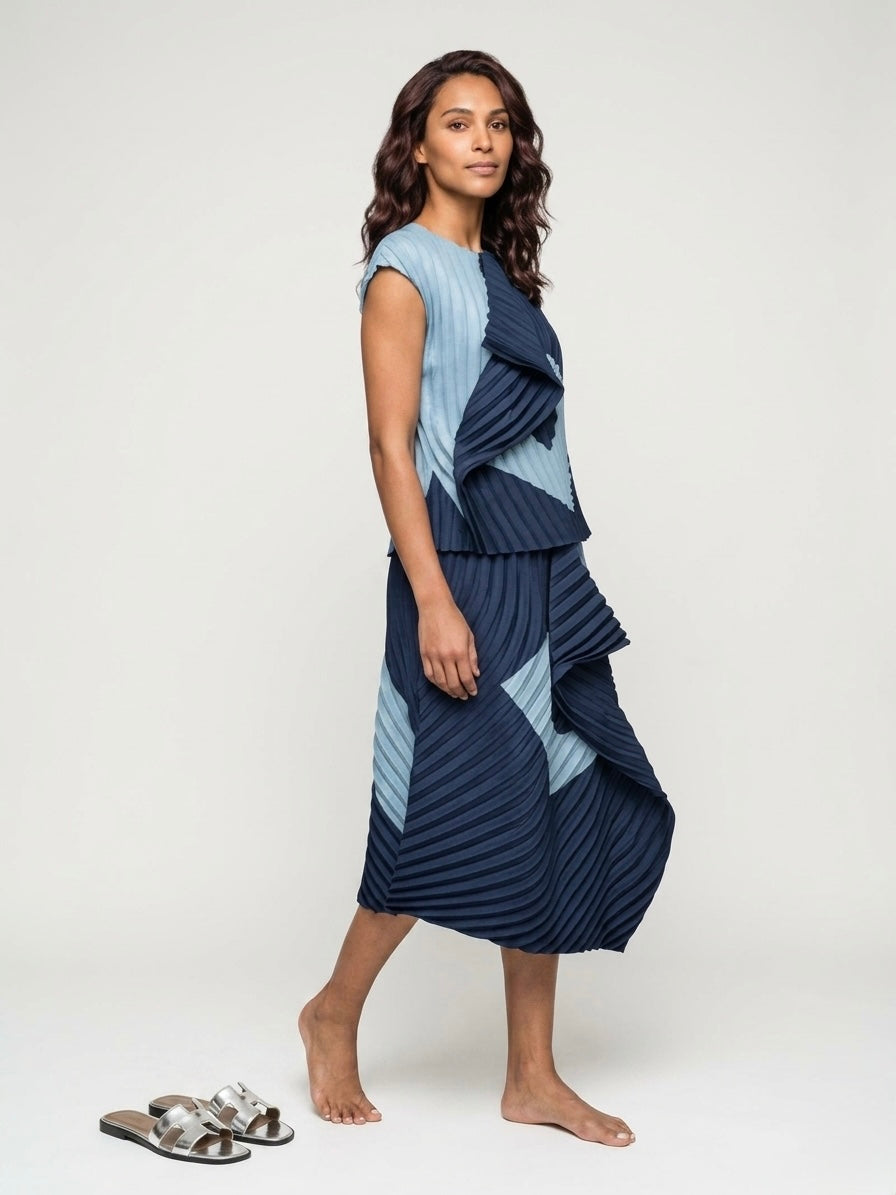 Alexis - Pleated Top & Skirt Set