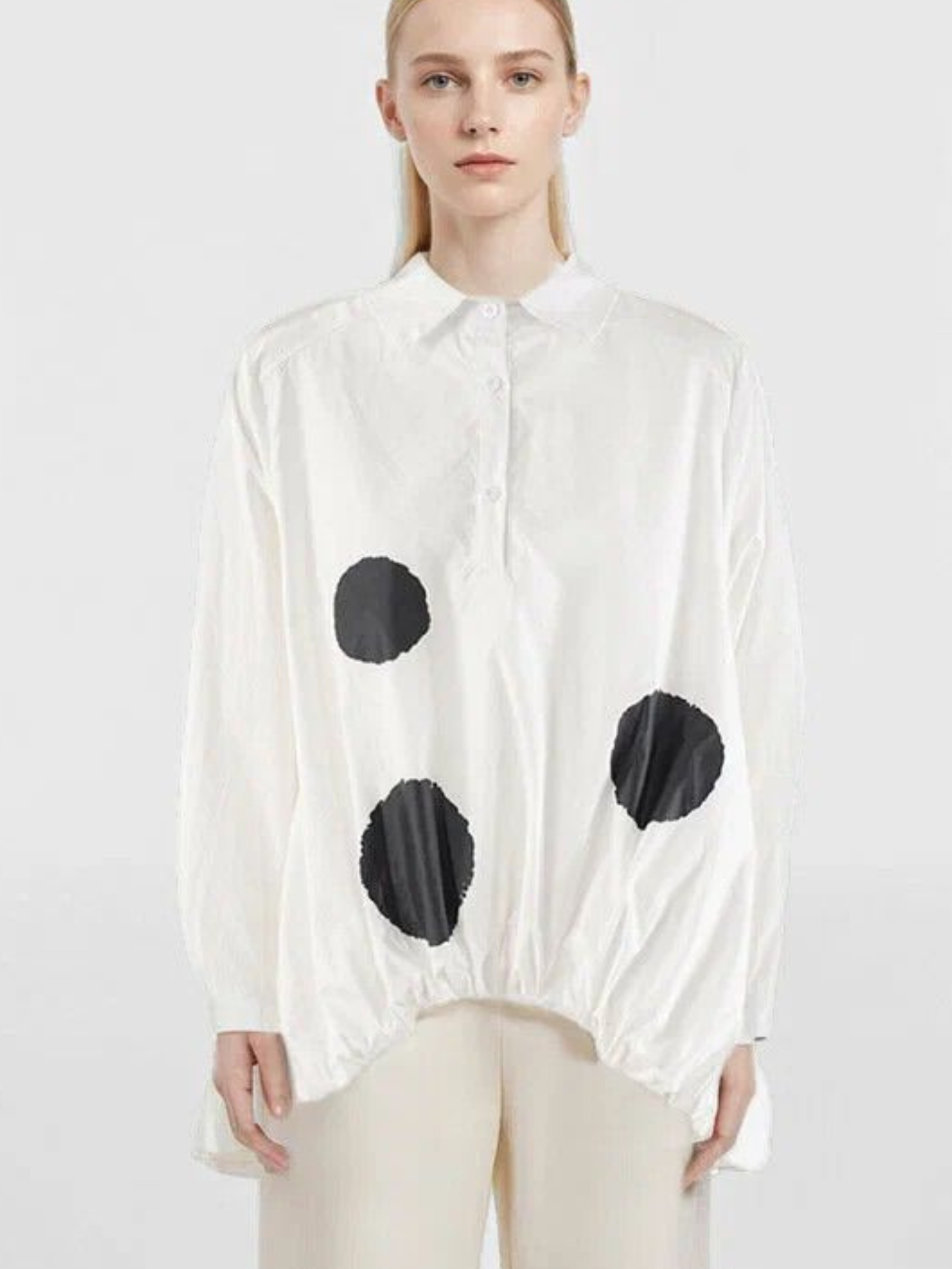 Dotti - Dipped hem spot shirt