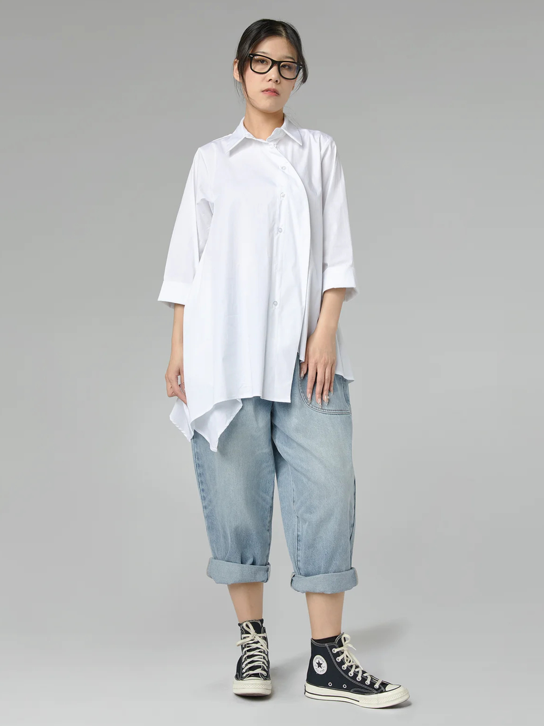 Nicolette - Asymmetric button shirt