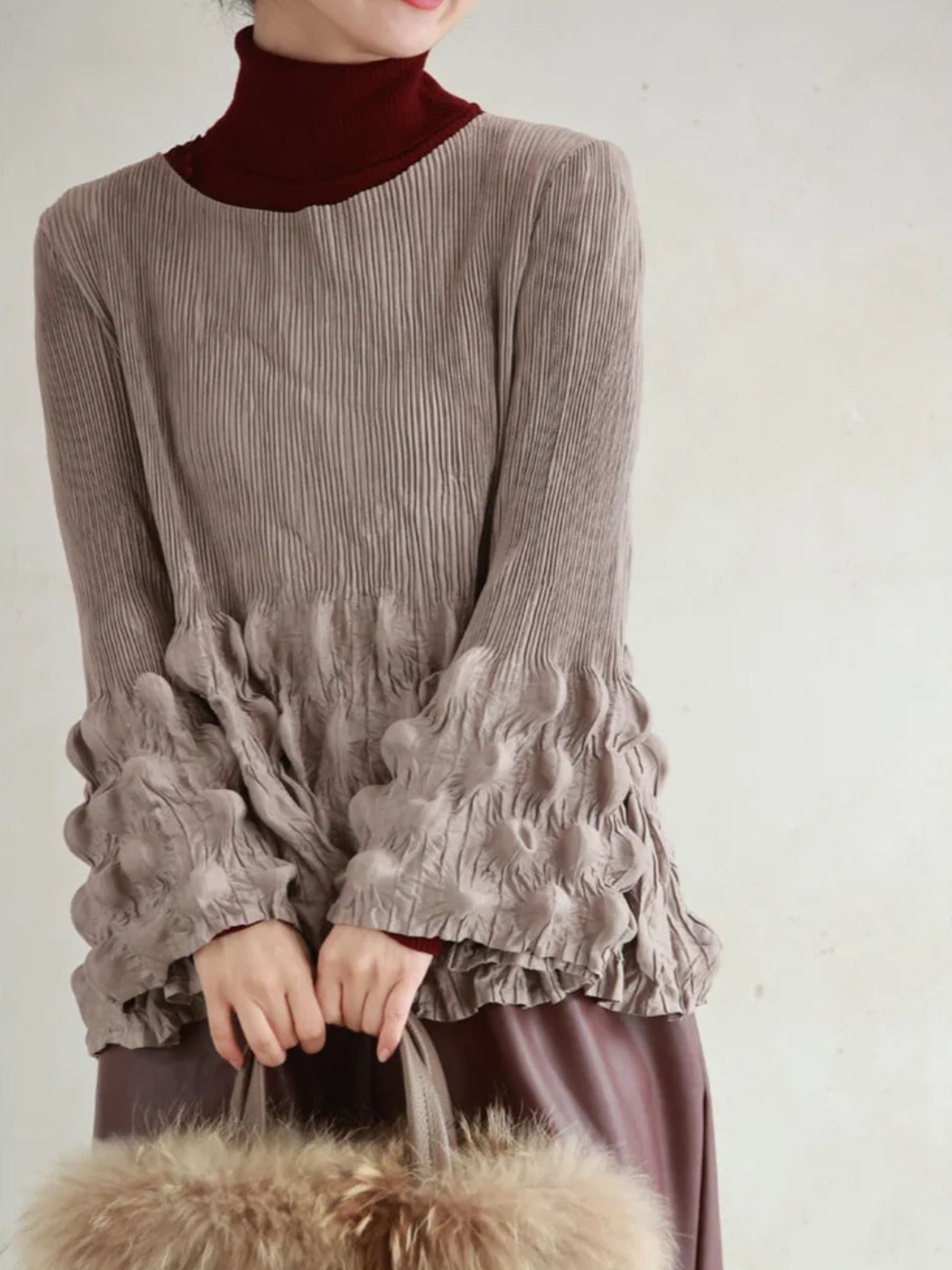 Sinead - Suedette bubble pleat top
