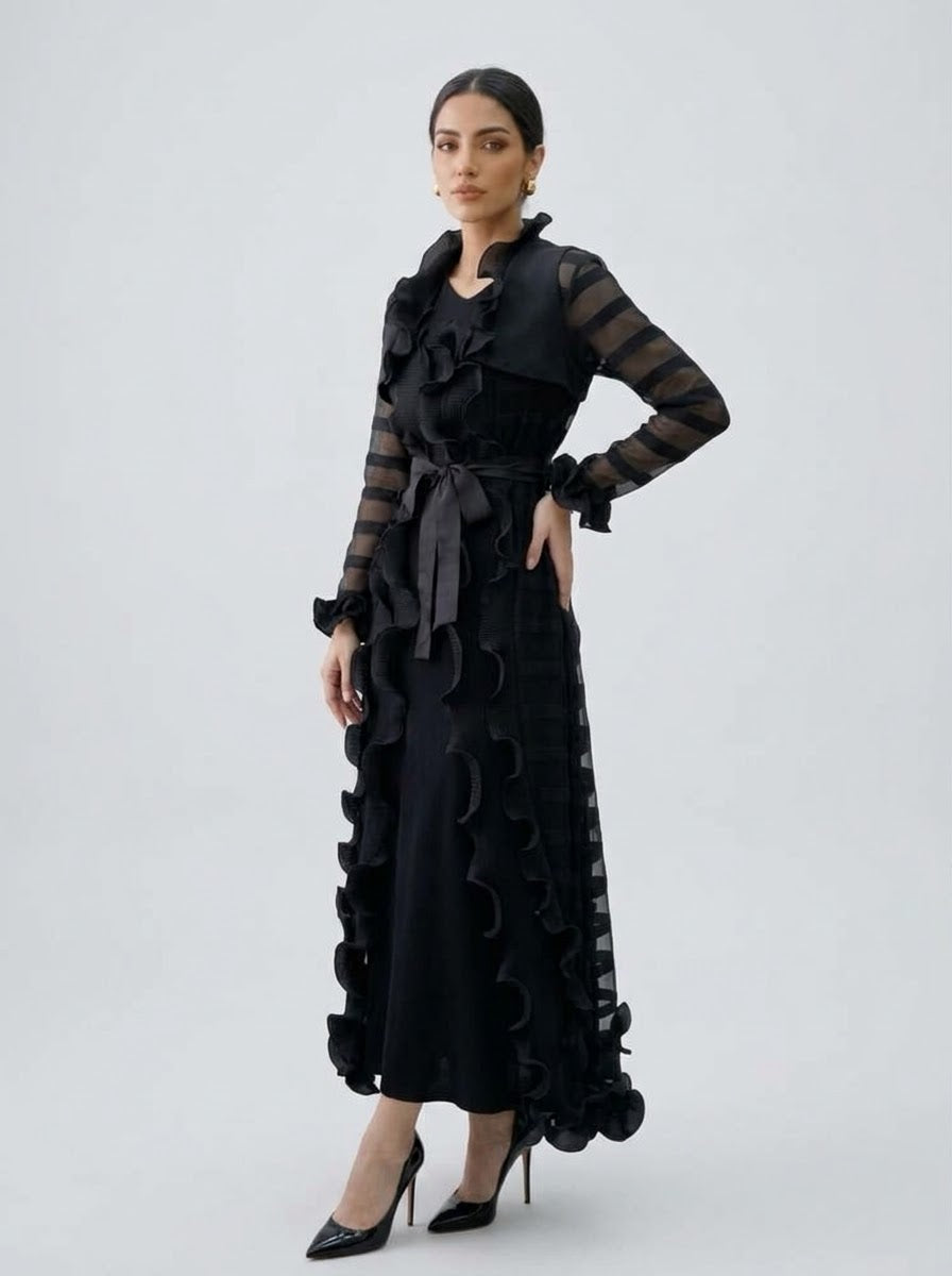 Esme Two piece coat dress in black