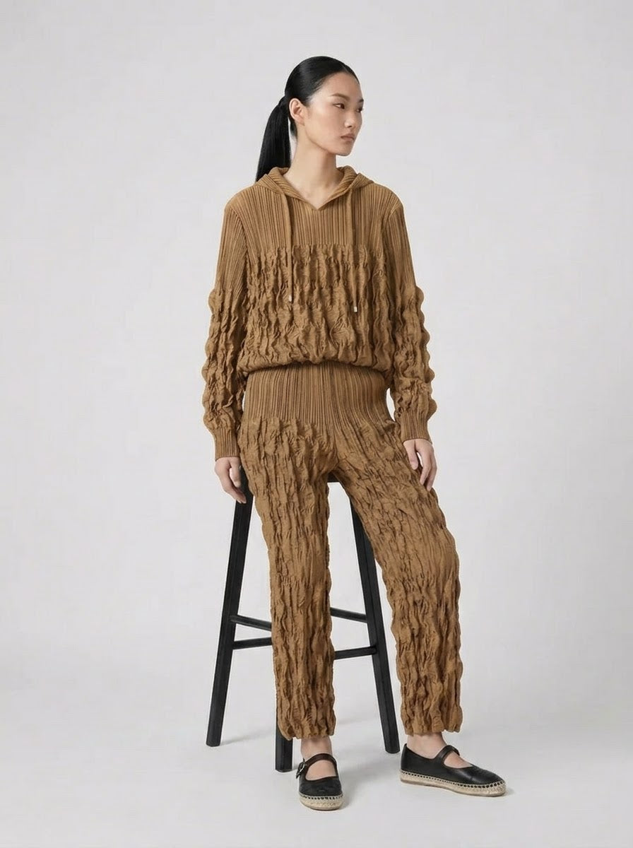 Sinead - Suedette pleat hooded top