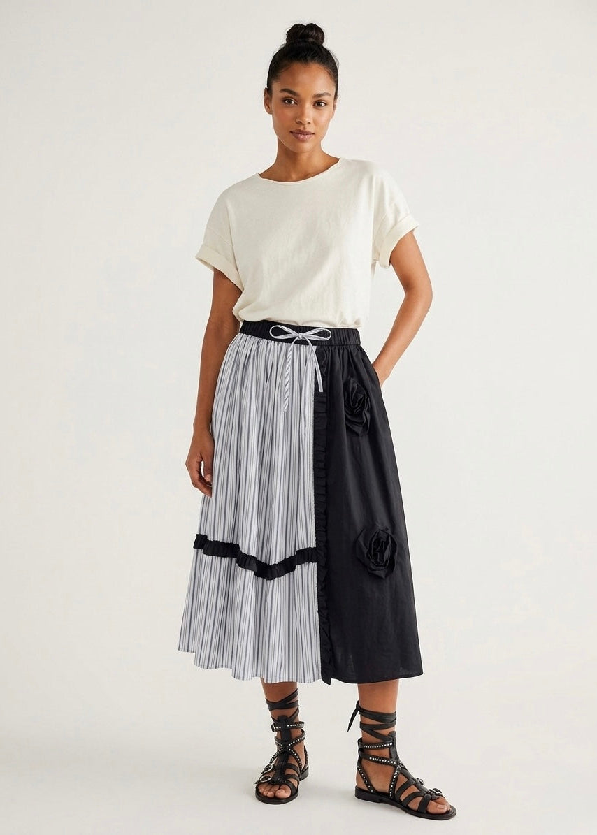 Nadine - Stripe & Plain skirt