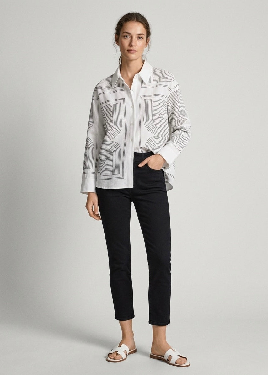Eva - Geometric print shirt