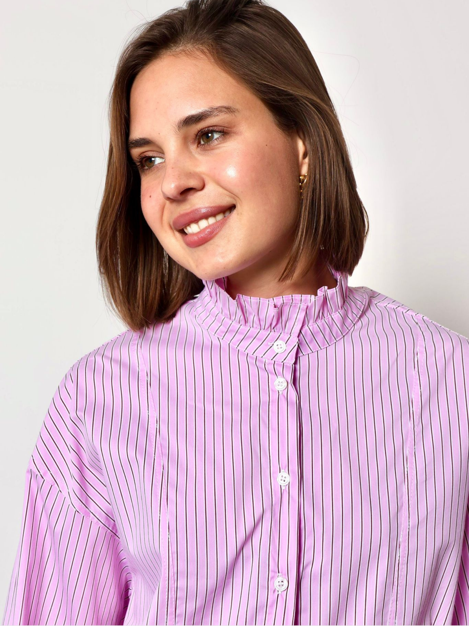Milan - Frill collar stripe shirt